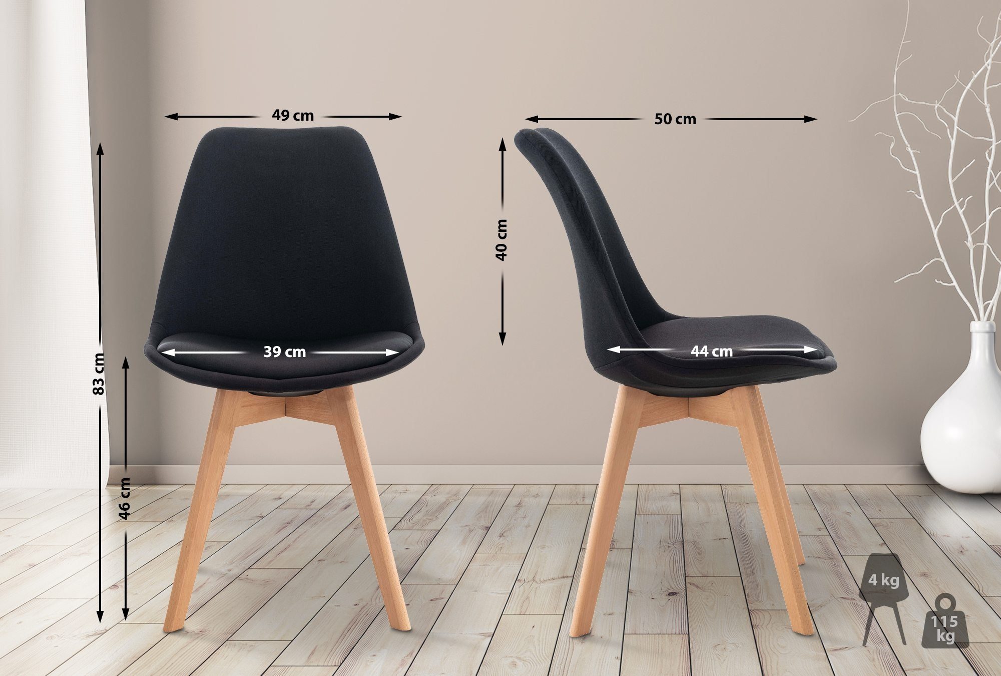 CLP Küchenstuhl Linares, mit Rückenlehne und Holzbeinen günstig online kaufen