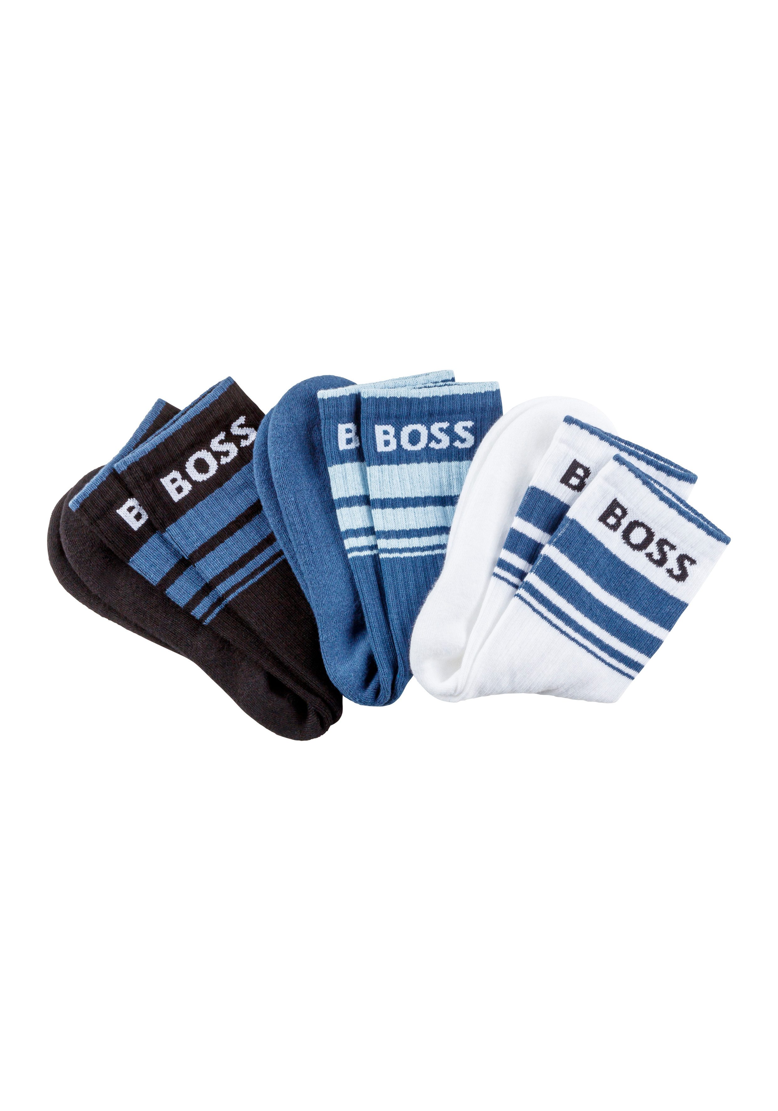 BOSS Freizeitsocken 3P QS Rib Stripe CC (Packung, 3-Paar) mit BOSS Logo günstig online kaufen