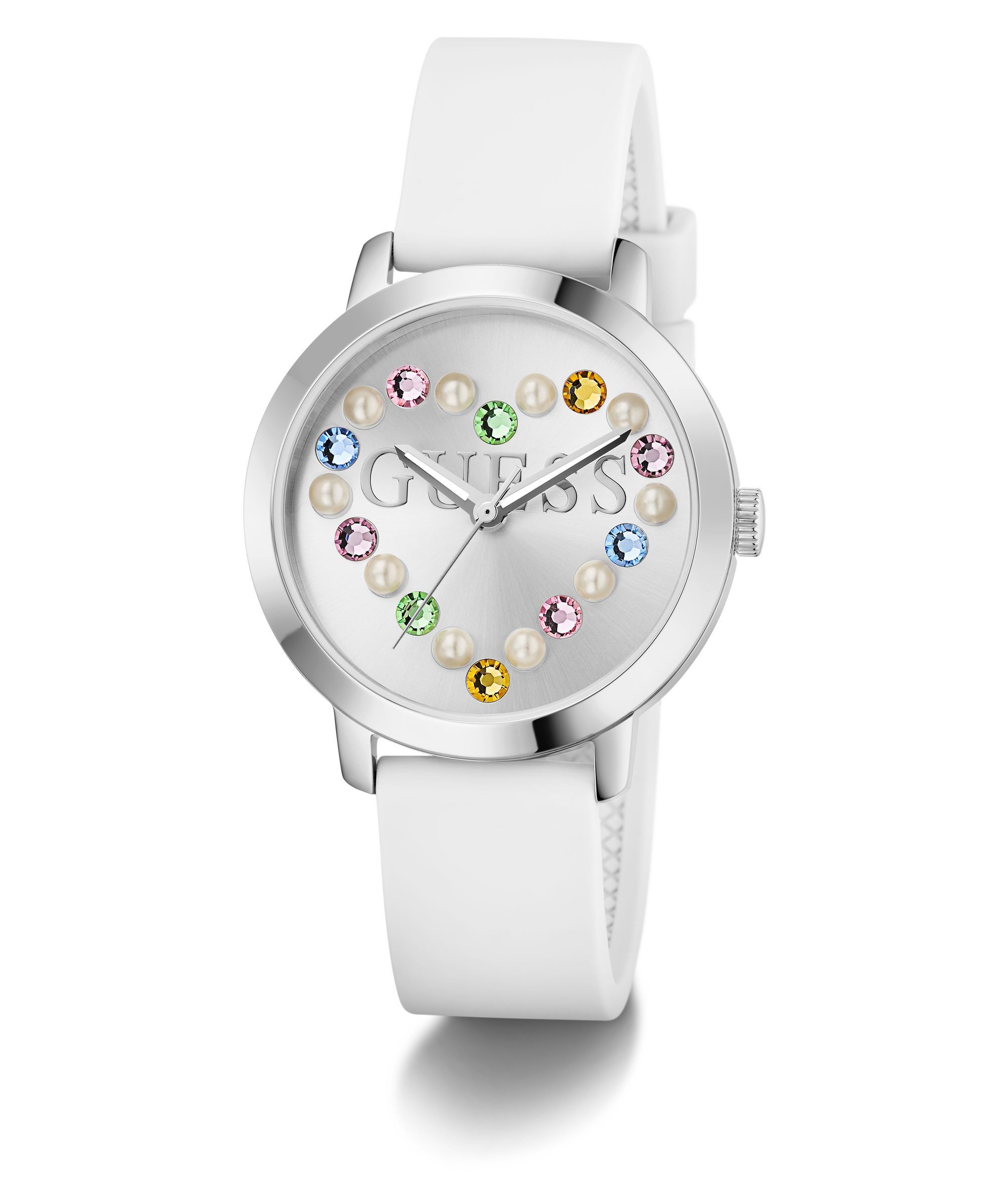 Guess Quarzuhr DEVOTION GW0998L1, Armbanduhr, Damenuhr, Silikonarmband, analog