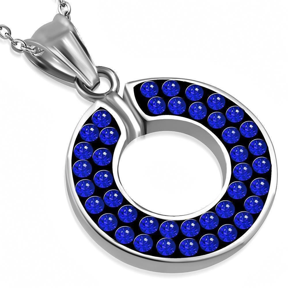 Pendant (1-tlg), aus Anhänger Kristall blauer Anhänger Blau BUNGSA Halsketten Set Unisex Edelstahl