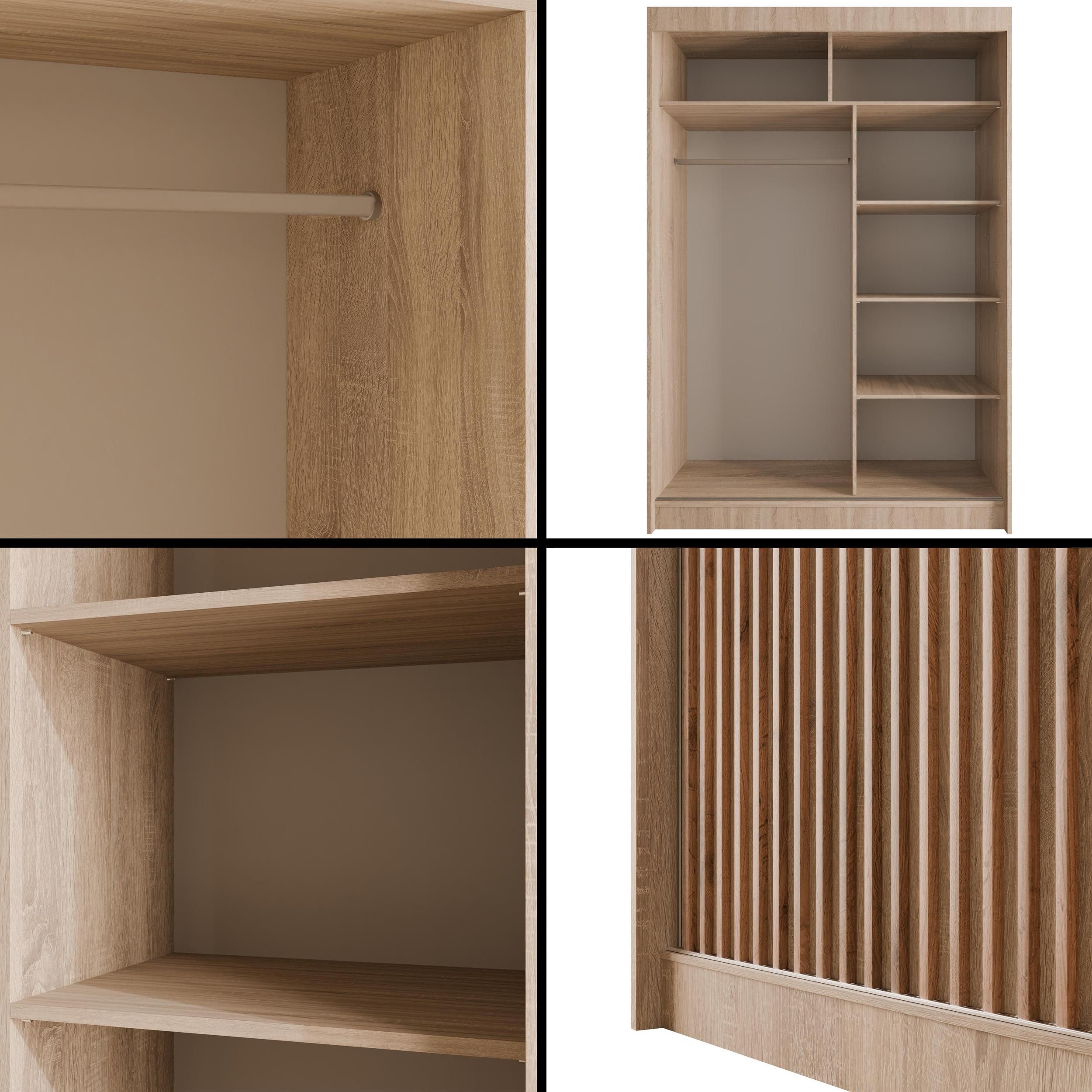 ALTDECOR Schiebetürenschrank VILANv2 (Kleiderschrank Garderobenschrank mit viel Stauraum Moderner Schrank) Vielseitiger Schwebetürenschrank Schlafzimmer Lamelle – Bild 4 von 5