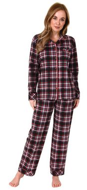 Normann Pyjama Damen Pyjama in Karo Optik zum durchknöpfen in Single Jersey Qualität
