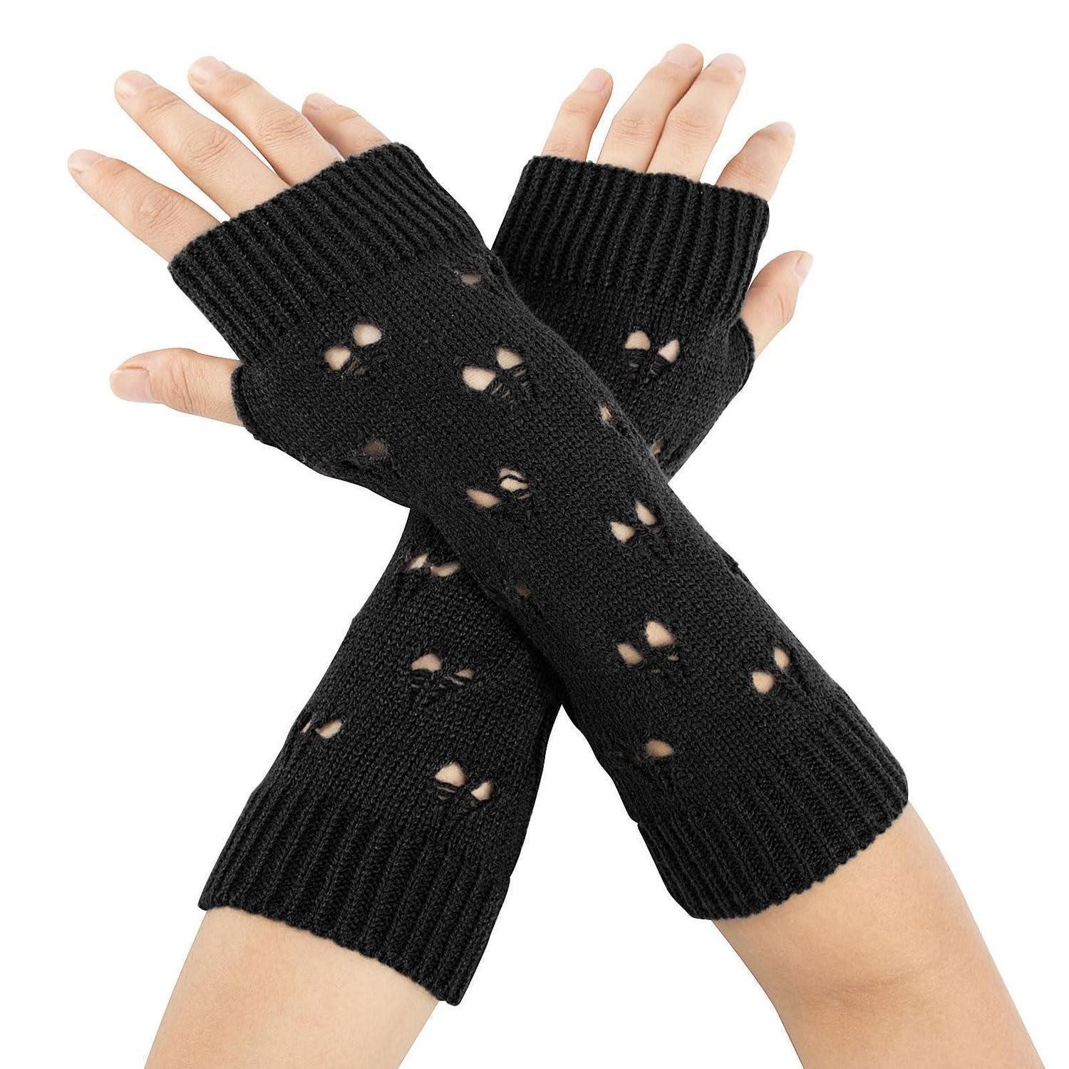 LuxusKollektion Strickhandschuhe Fingerlose Handschuhe Damen - Y2K Schwarz (1-St)