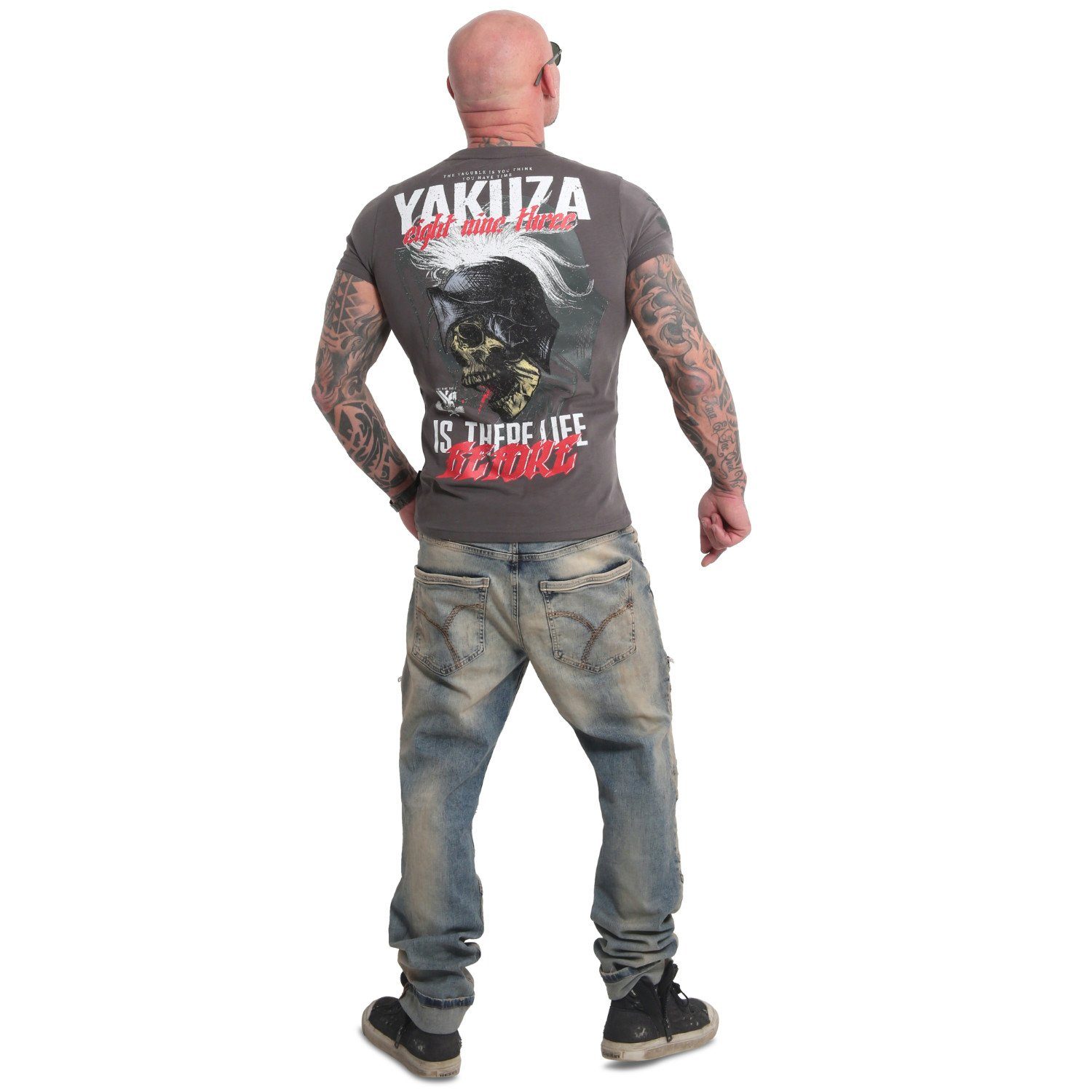 Rundhalsshirt Before Life gull YAKUZA gray dark