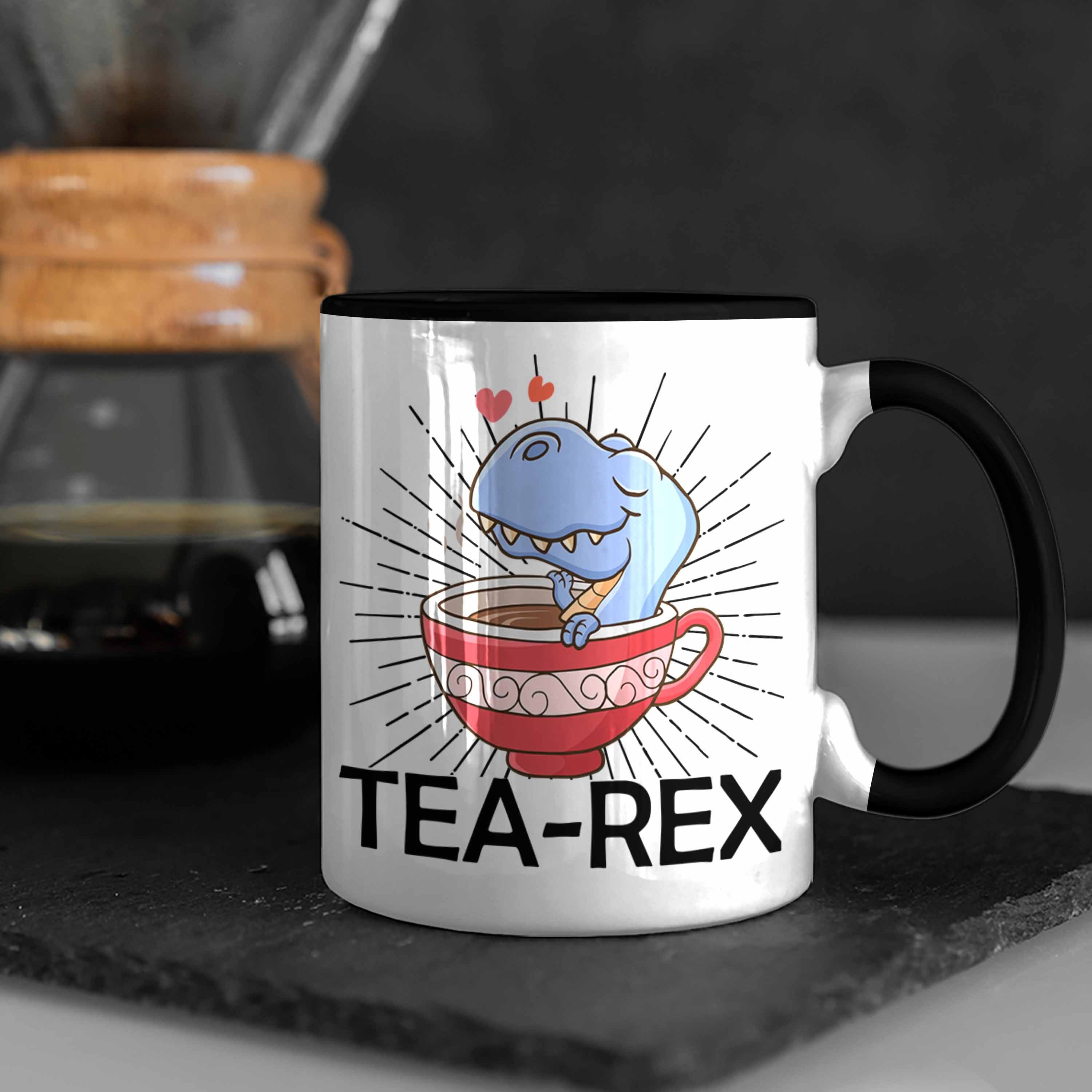 Schwarz Trendation Tea Rex Trendation Tasse Geschenkidee Wortspiel Dinosaurier - Tasse T-Rex Geschenk