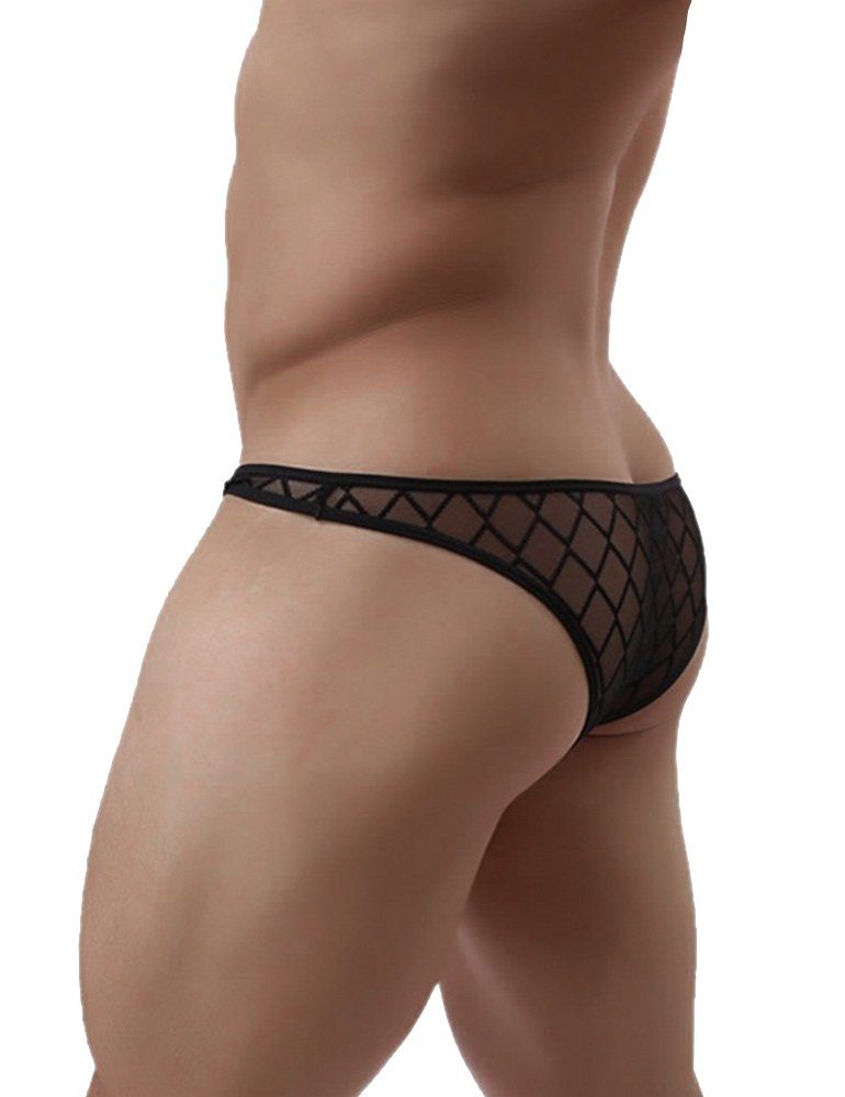 Slip Männer Unterwäsche Transparent Netz Karo Fein Muster Boxershorts M/L