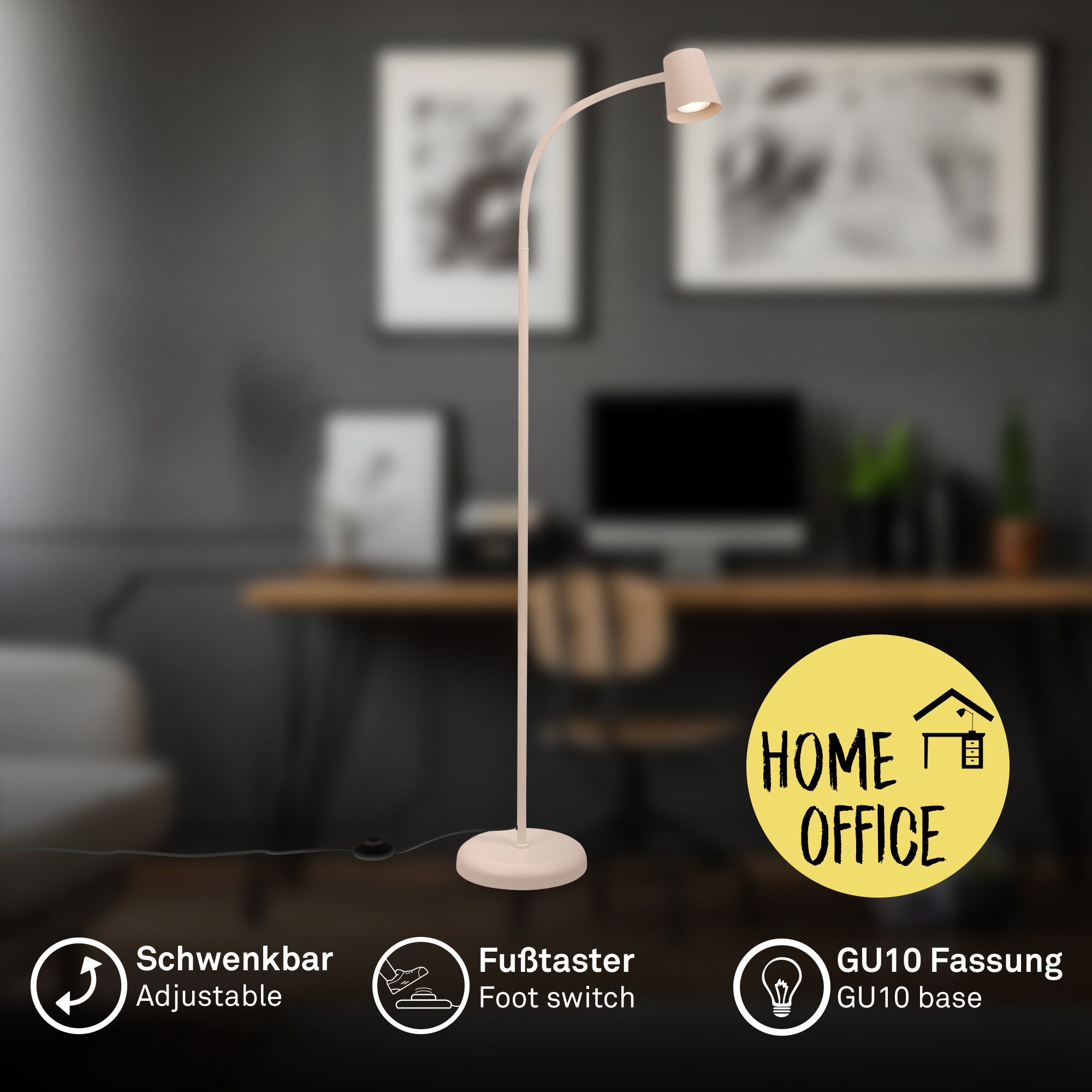 Briloner Leuchten Stehlampe LED Stehleuchte schwenkbar Home Office Wohnzimm günstig online kaufen