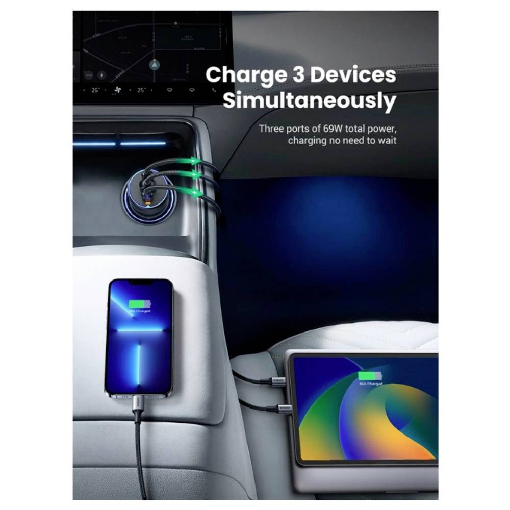 UGREEN KFZ-Ladestation 75 W USB 2.0 Buchse A, USB-C® Buchse, USB-C® Buchse USB-Ladegerät