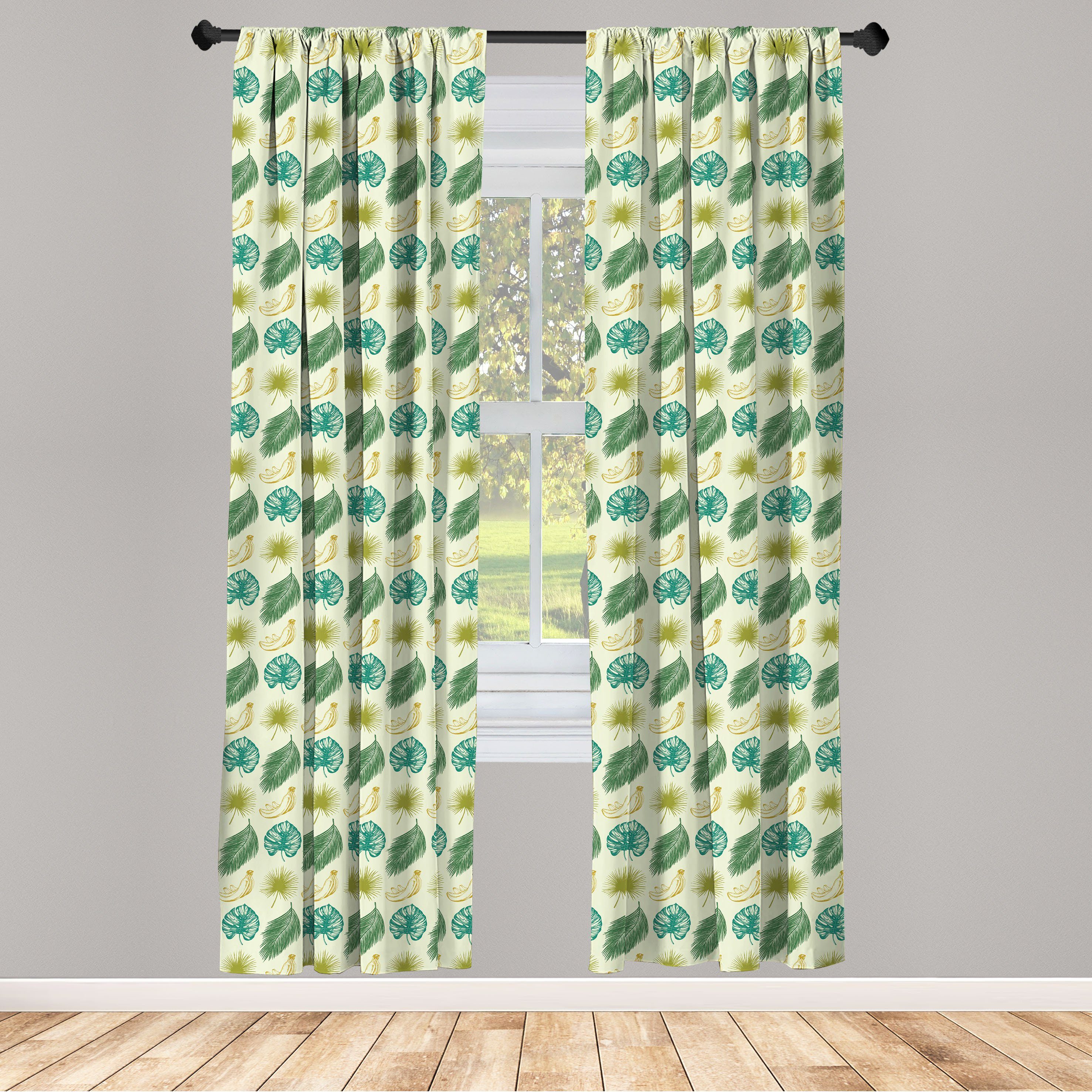 Gardine Vorhang für Wohnzimmer Schlafzimmer Dekor, Abakuhaus, Microfaser, Philodendron Bananen und Blätter Kunst