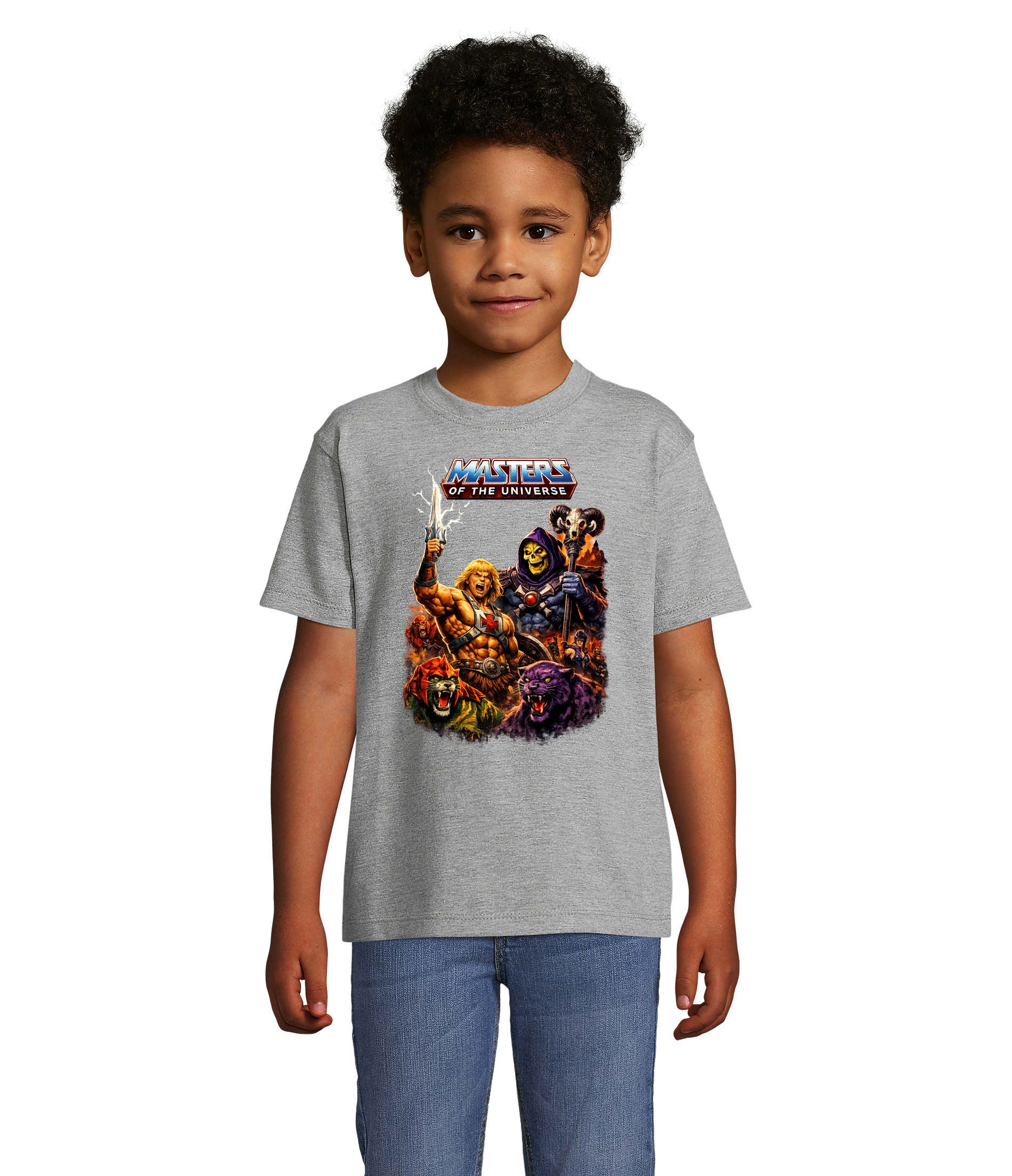 Blondie & Brownie T-Shirt Kinder T Shirt He Man MOTU Retro 80s Krieger Totenschädel Motiv (Einzelartikel) Eternia Retro Krieger Kinder Shirt Edition