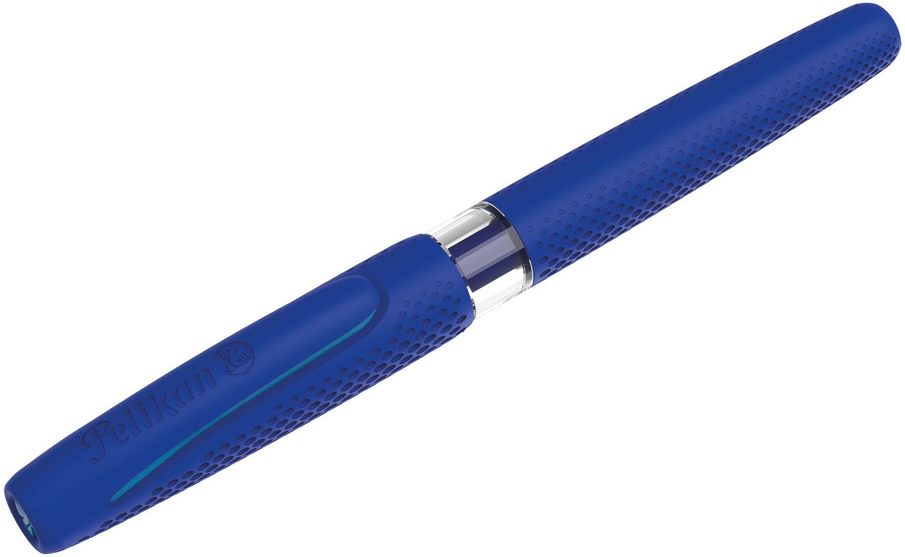 Pelikan Made in Soft-Touch-Griffzone und M, P475 Mittelfingerentlastung Füllhalter für ilo mit Linkshänder; Germany, Rechts- blau,