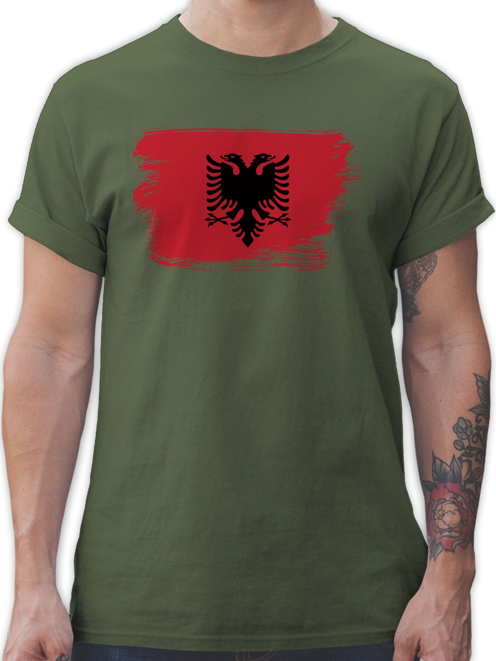 City T-Shirt Army Flagge Outfit 2 Stadt Shirtracer und Vintage Albanien Grün