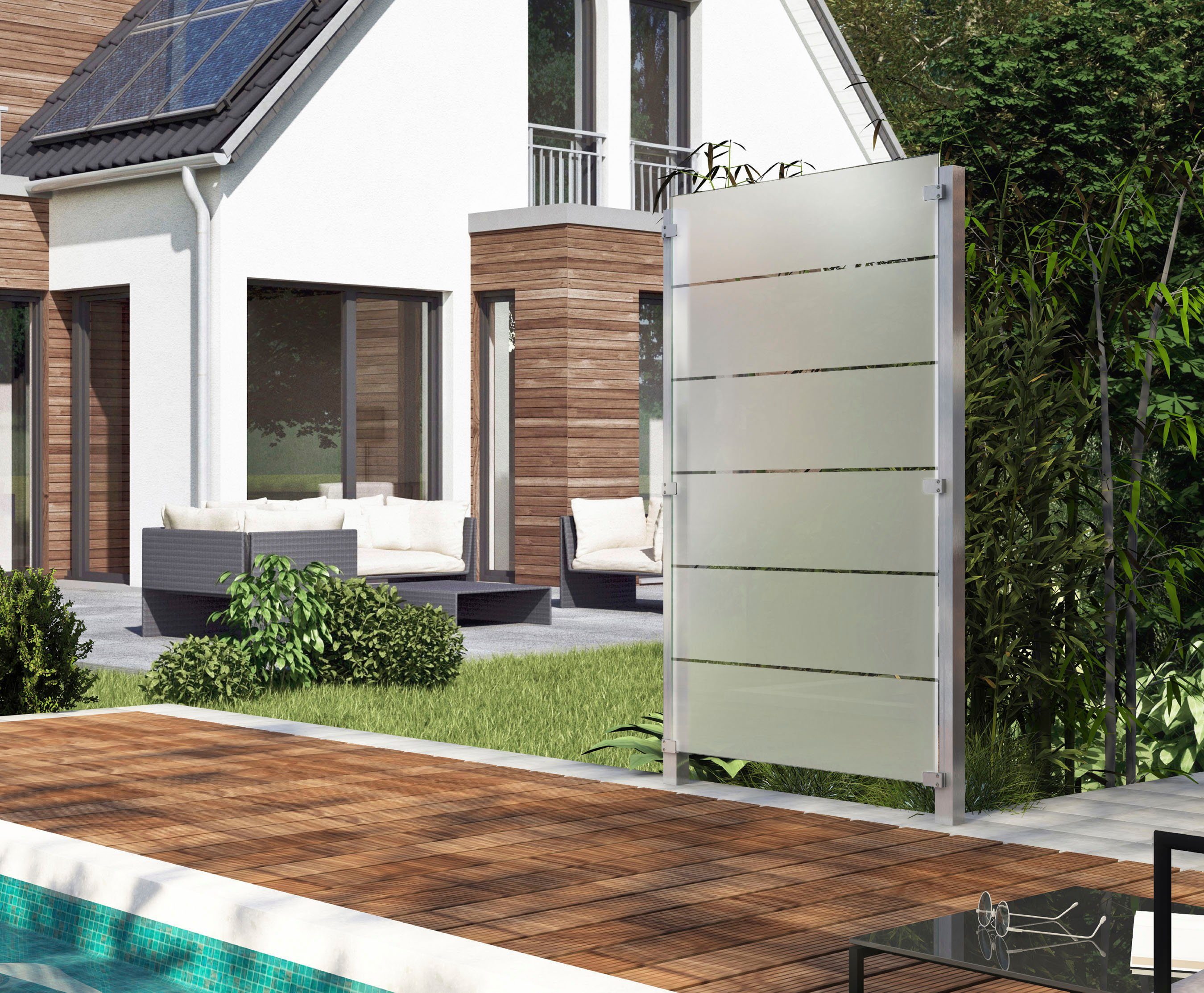 STAKET PRO Zaun, (Set), Glaszaun, Gesamtlänge: 1,21 m, 2 Pfosten