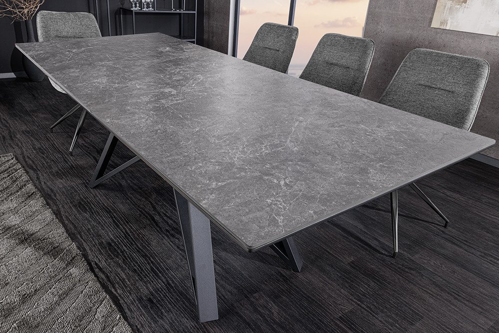 riess-ambiente Esstisch ATLAS 160-200cm graphit grau/schwarz – Keramikplatte, Metallgestell (Einzelartikel, 1-St), ausziehbar für flexible Nutzung – ideal für bis zu 8 Personen