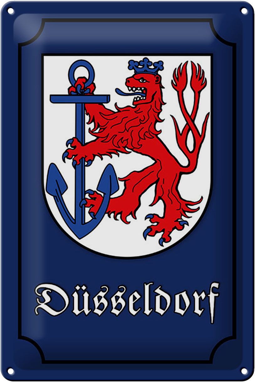 Hebold Metallschild Schild Blech 20x30cm - Made in Germany - Wappen Düsseldorf Stadtwappen