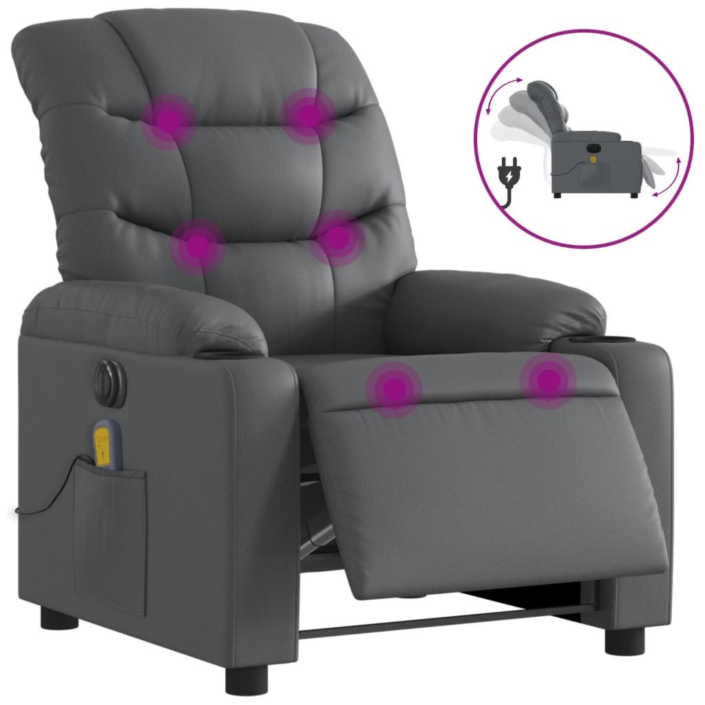 vidaXL Sessel Massagesessel Elektrisch Grau Kunstleder günstig online kaufen
