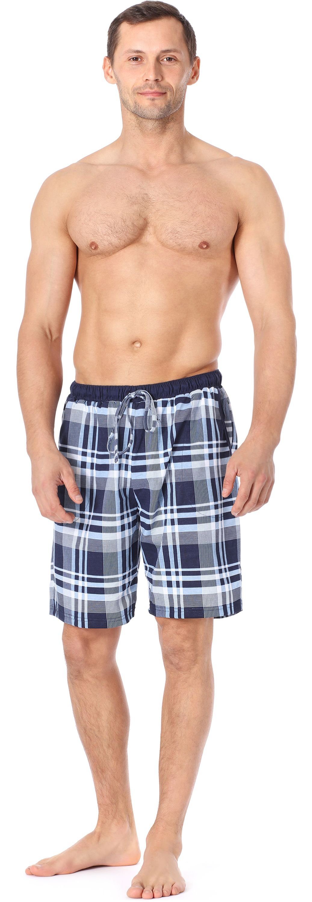 Karierrt4 Schlafanzughose Herren Pyjamashorts Timone TI30-114 elastischer (9555408) (1-tlg) Bund Kurz