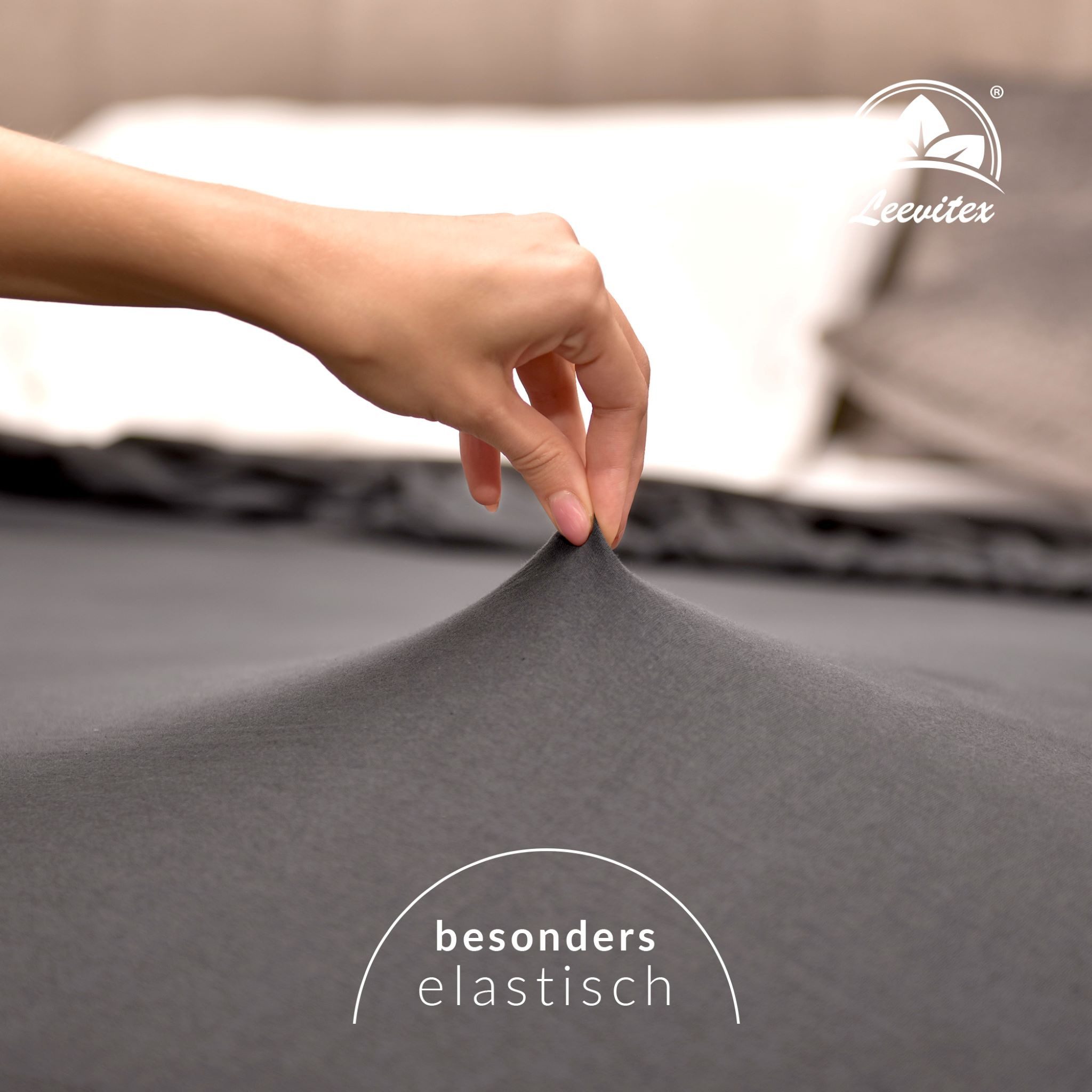 leevitex® Spannbettlaken Spannbettlaken Boxspringbett & Wasserbett Spannbettlaken 150 g/m², Gummizug: rundum, Mako-Baumwolle, OEKO-TEX®, 180x200 – 200x220 cm + 40 cm Steg