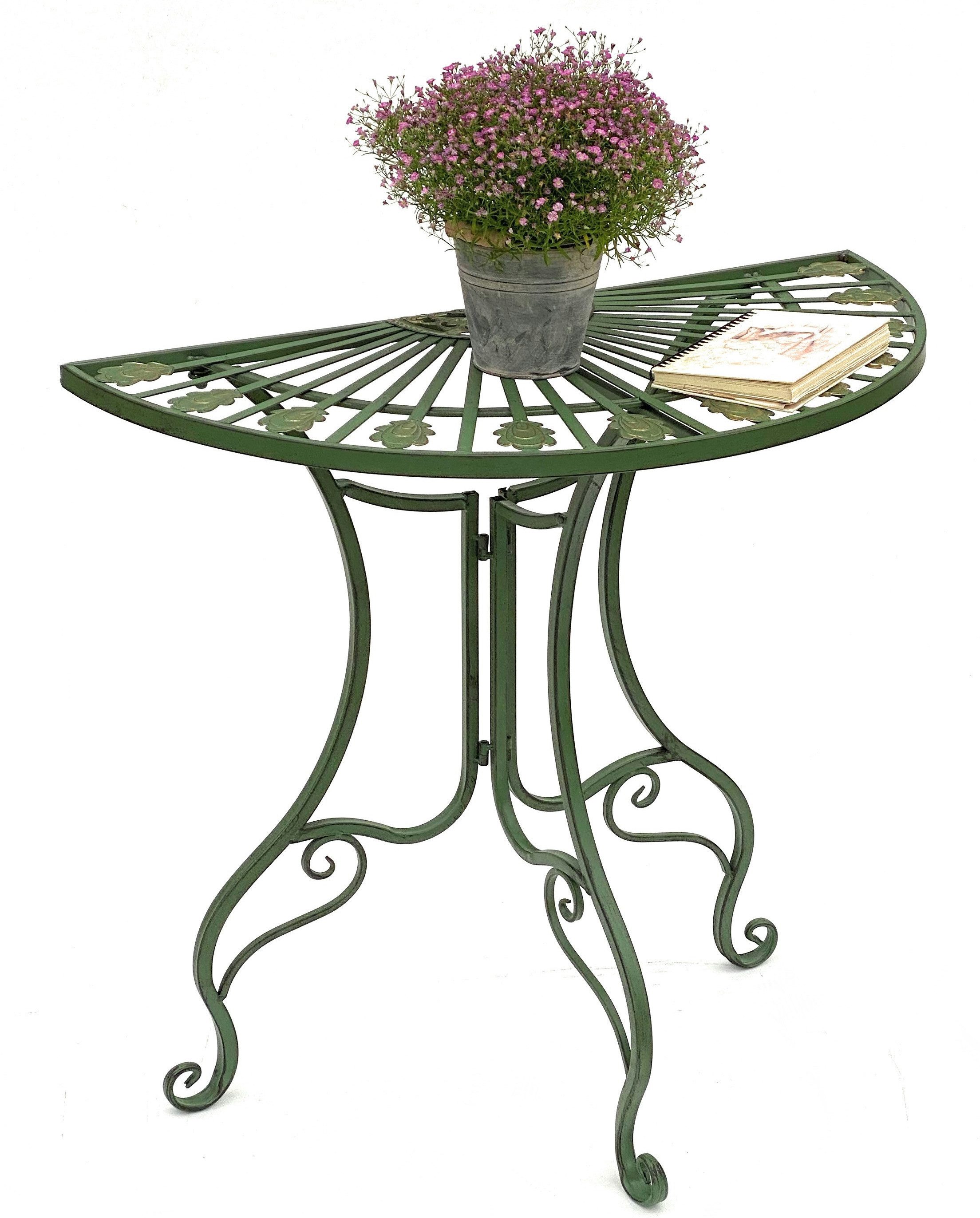 DanDiBo Konsolentisch Halbrund Wandtisch 93995 Beistelltisch Metall Tisch 80 cm Gartentisch, Halbtisch Halbrundtisch Wandkonsole Konsole Wand