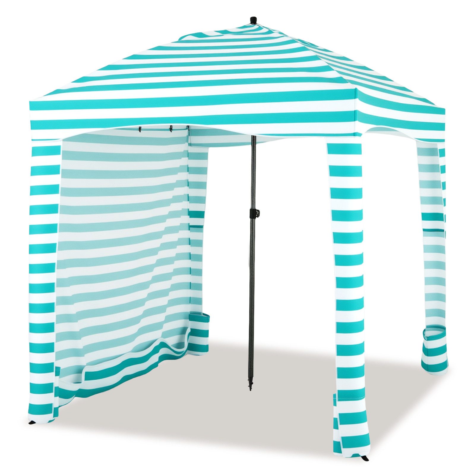 COSTWAY Pavillon, mit 1 Seitenteilen, Sonnenschutz mit Abnehmbarer Seitenwand, Strandzelt