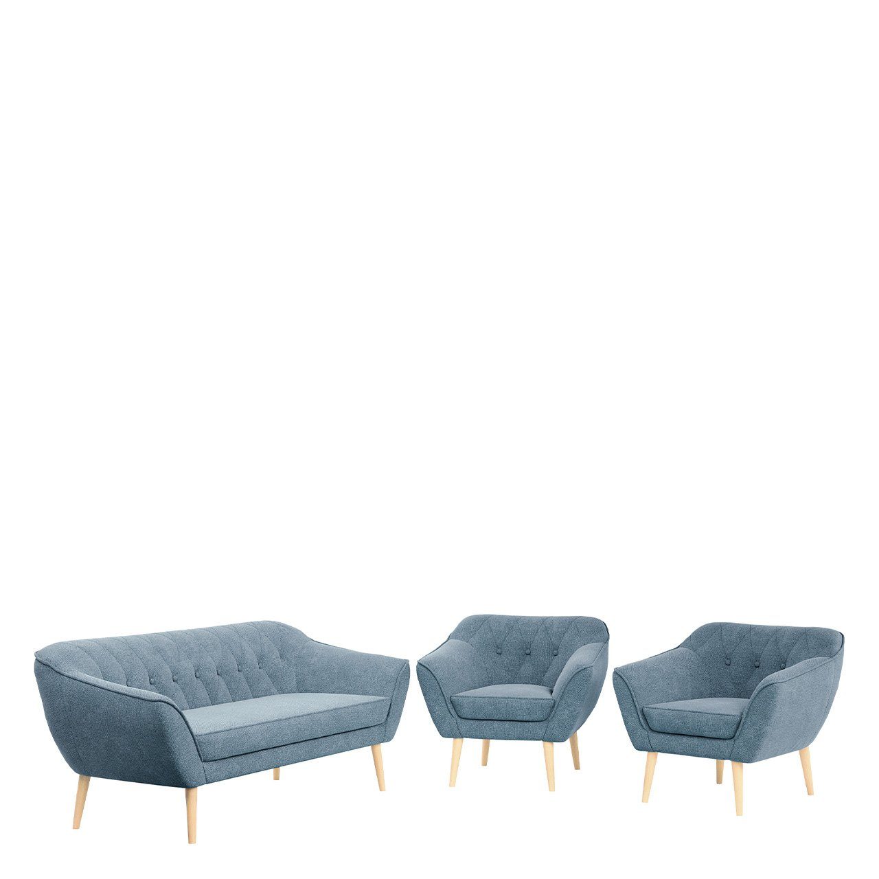 PIRS mit Set, 1 Sofa Matana 1, MÖBEL Moderne Sofa Relaxfunktion, Skandinavische MKS Deko Blau 3