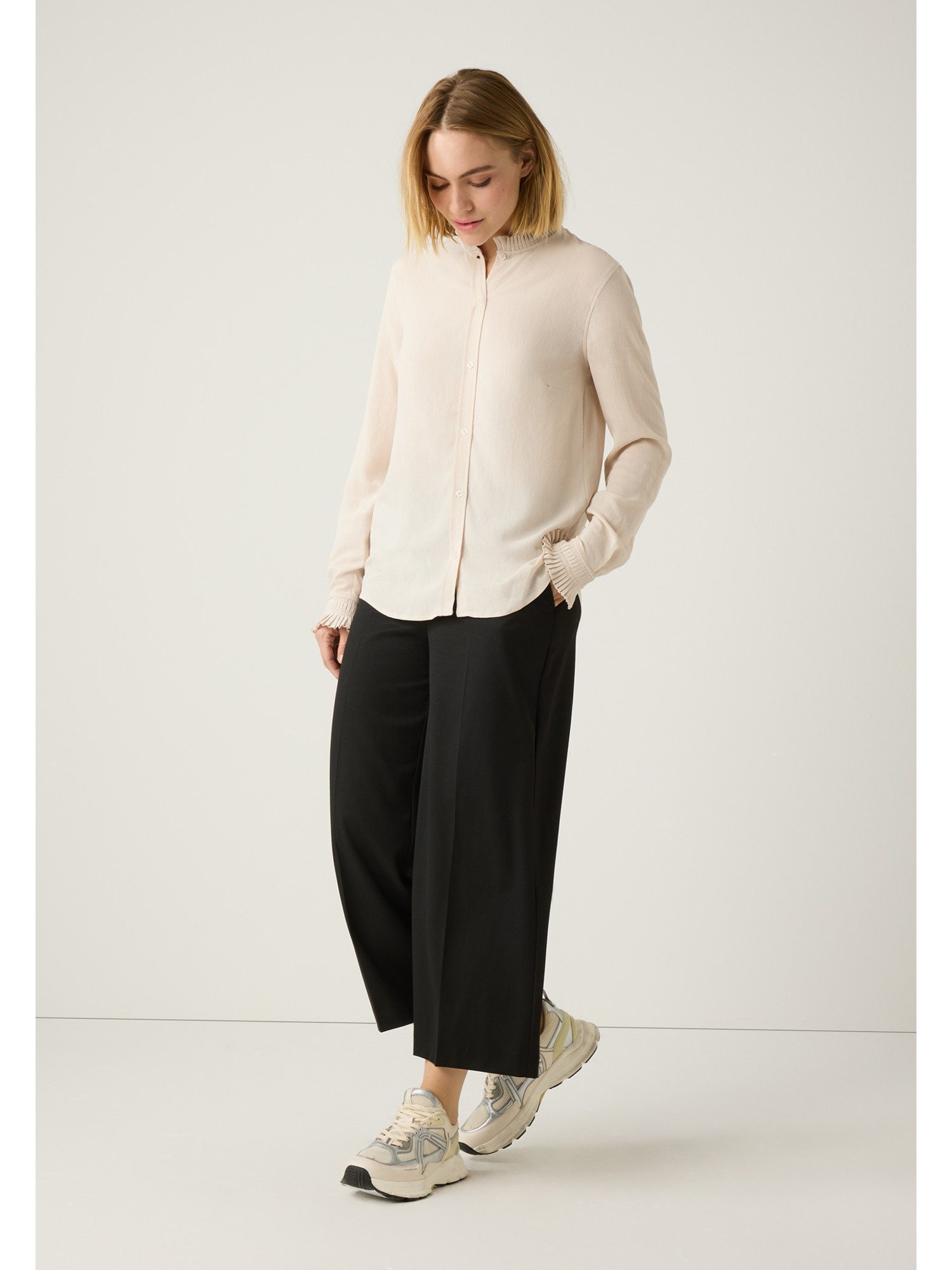 MORE&MORE Langarmbluse fließende Bluse mit Biesen günstig online kaufen