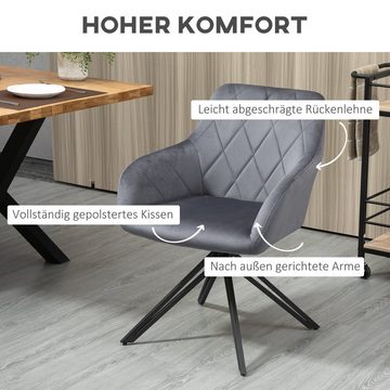 HOMCOM Relaxsessel Akzentstuh im Retro-Design 58 cm x 60,5 cm x 77,5 cm Stahl Grau (Set, 1-St., Esszimmerstuhl), Esszimmerstuhl, Retro-Design, Stahl, Grau