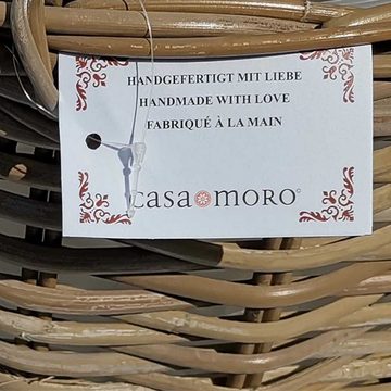 Casa Moro Flechtkorb Rattan Korb Turin mit Folie Blumenkorb Aufbewahrungskorb (Rattankorb Weidenkorb eckig, in drei Größen oder als Set), Naturkorb handgeflochten