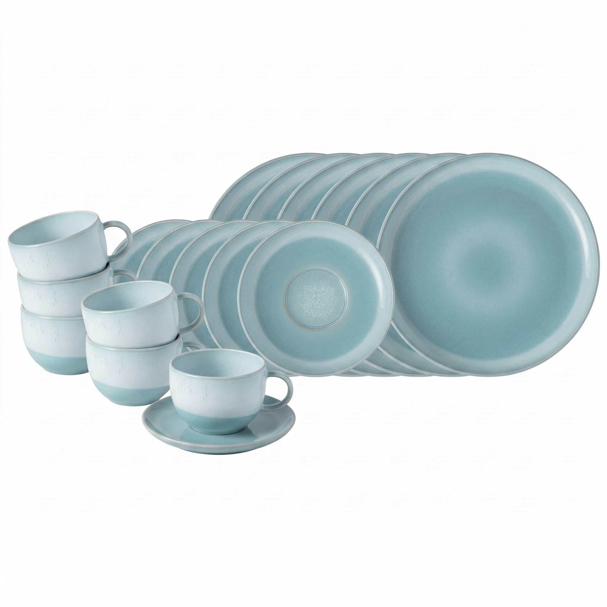 like. by Villeroy & Boch Kaffeeservice Perlemor Aqua Kaffeeservice 18er Set (18-tlg), 6 Personen, Porzellan