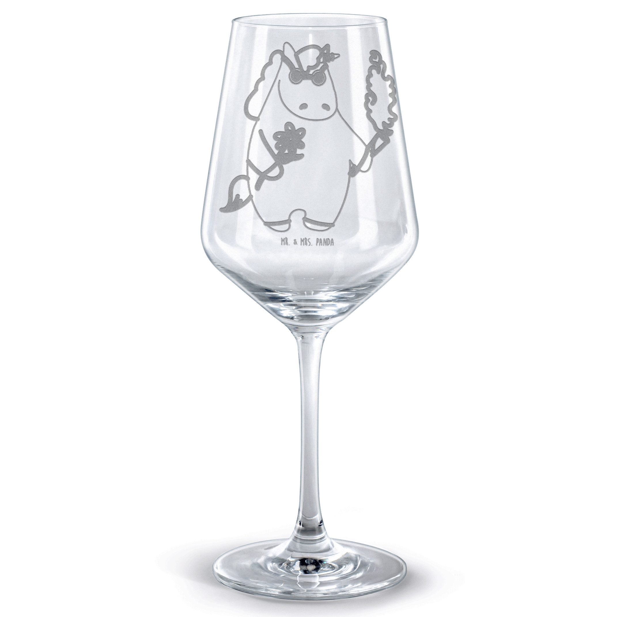 Mr. & Mrs. Panda Rotweinglas Einhorn Woodstock - Transparent - Geschenk, Alkohol, Spülmaschinenfes, Premium Glas, Luxuriöse Gravur