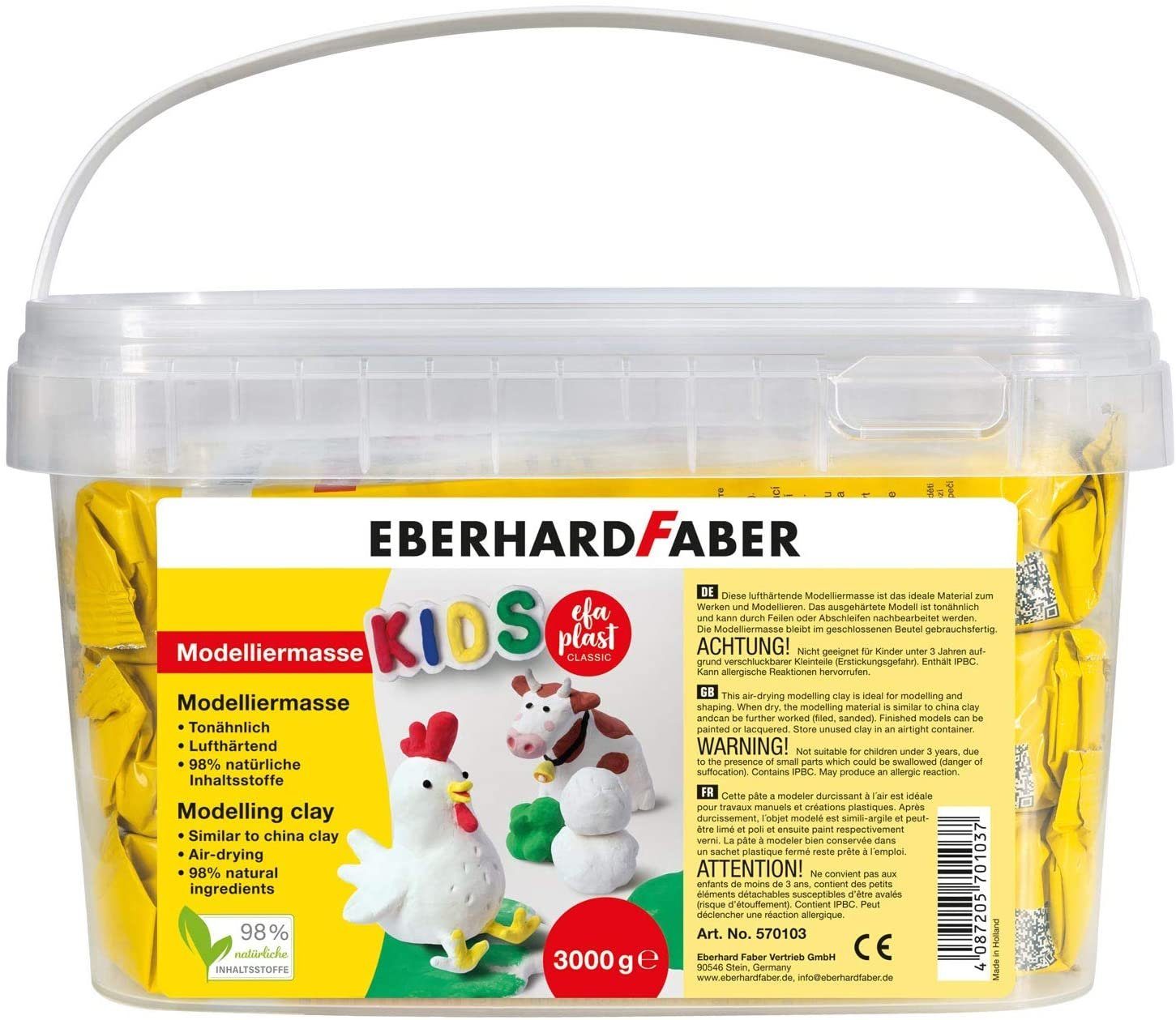 Modelliermasse EFA PLAST classic Kids - 3kg weiß im Eimer