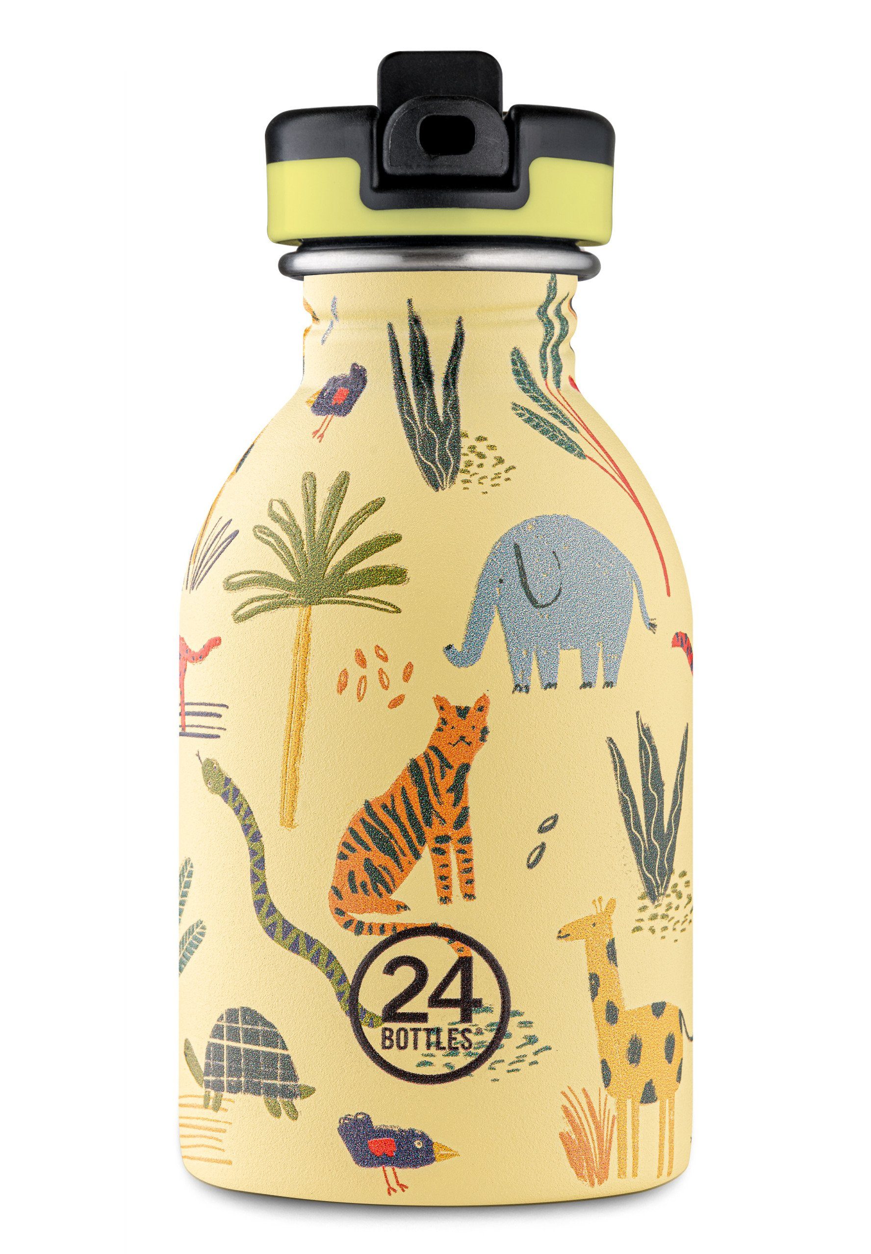 24 Bottles Trinkflasche Urban Bottle 250 ml Kids Collection with Colored Sport Lid Jungle Friends