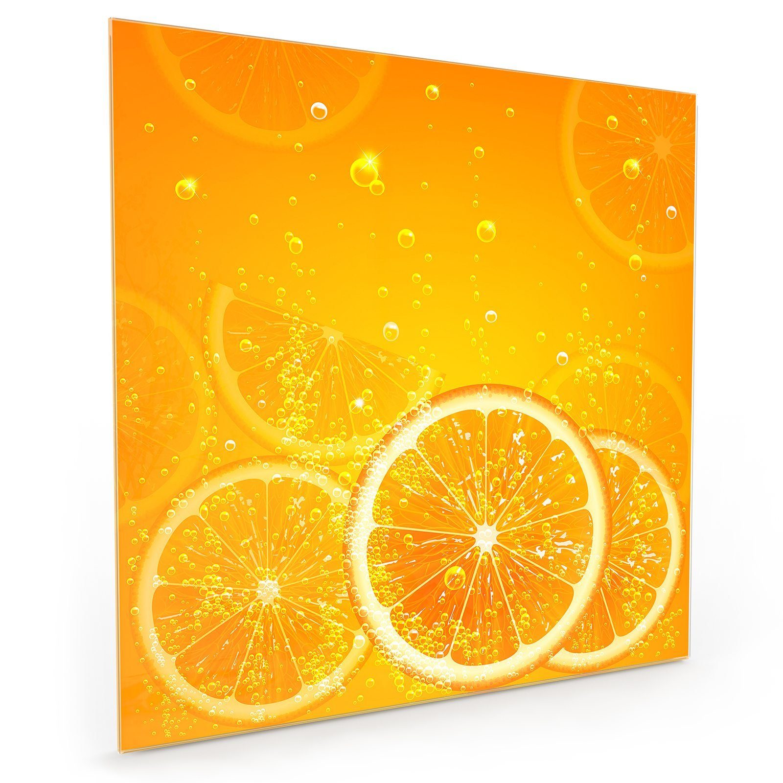 Primedeco Küchenrückwand Küchenrückwand Spritzschutz Glas mit Motiv Orangensaft mit Scheiben | Küchenrückwände