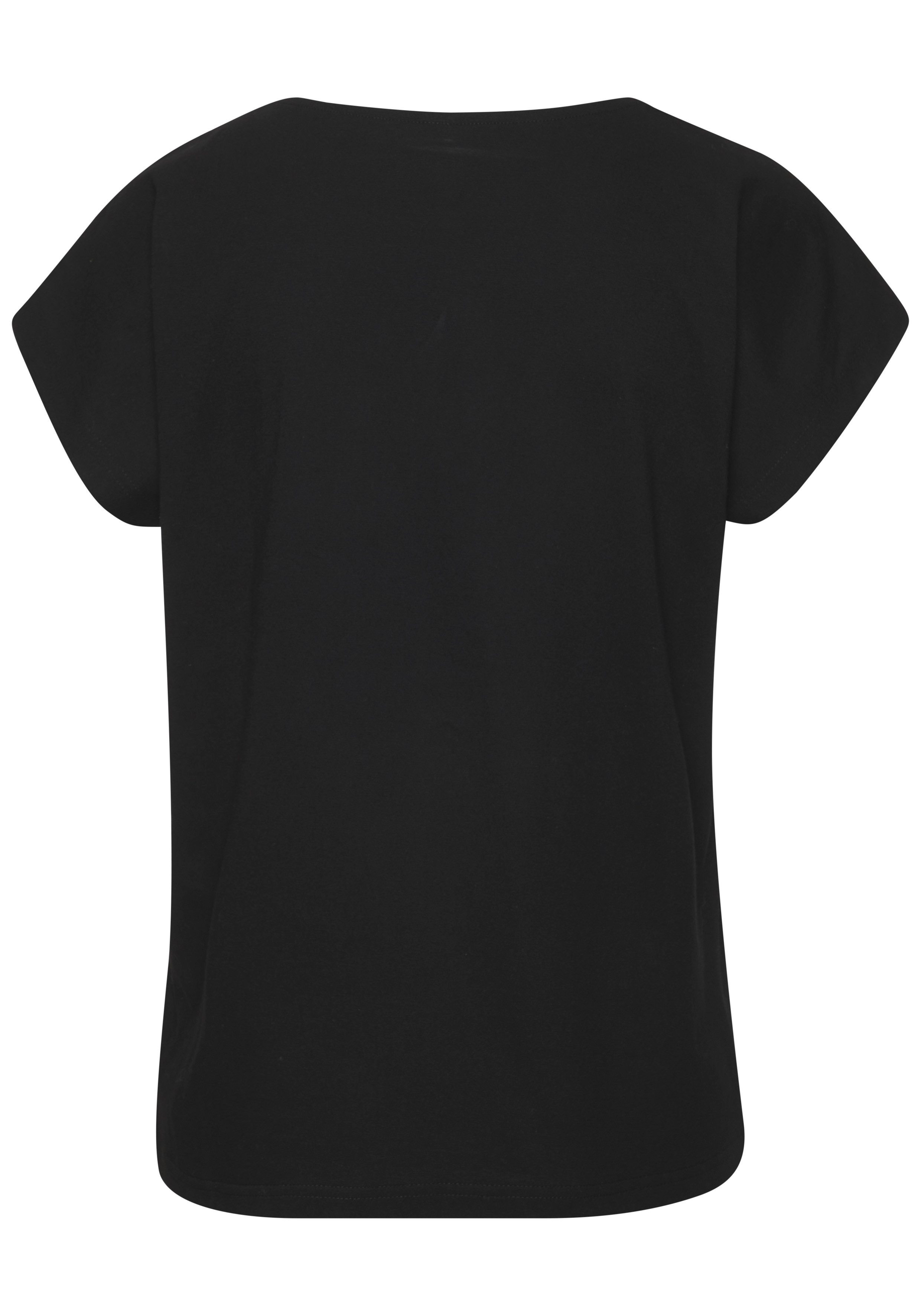LASCANA T-Shirt mit glitzerndem Frontprint aus angenehmer Viskose-Baumwoll-Qualität