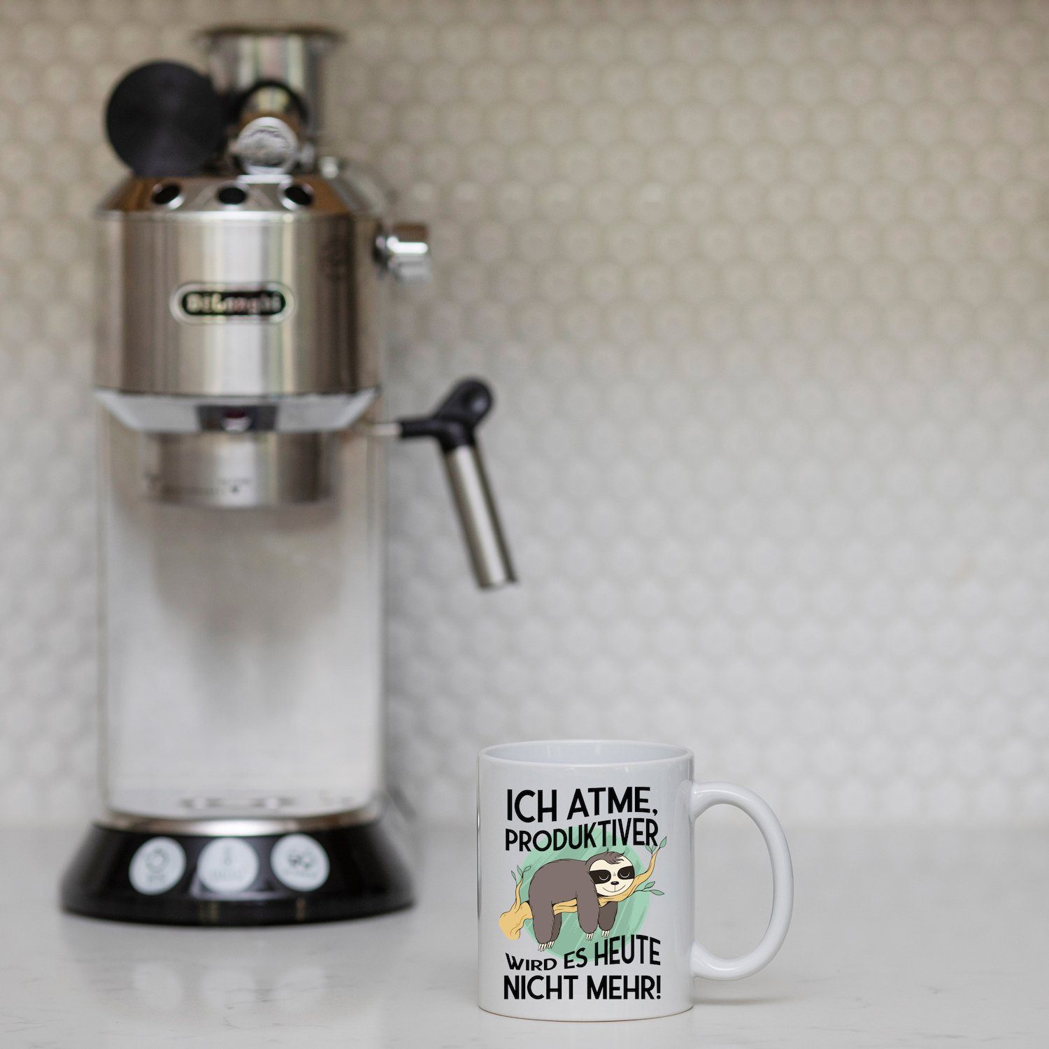Youth Designz Tasse Ich atme, Produktiver wird es heute nicht mehr Kaffeetasse Geschenk, Keramik, mit lustigem Print