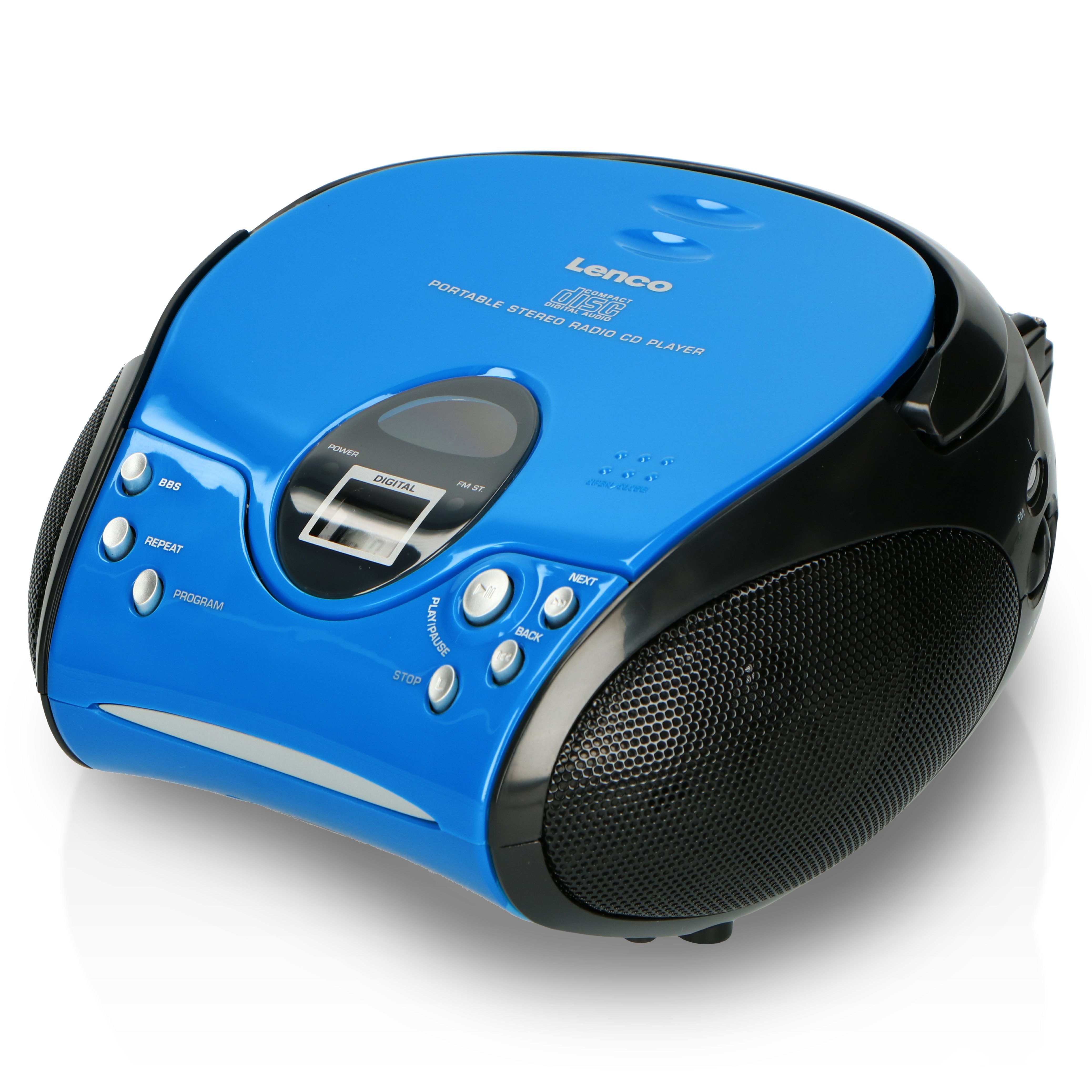 Lenco SCD-24 Blue/Black CD-Player (HD-Auflösung, tragbares Retro-FM-Radio/CD-Player mit Batterie, in diversen Farben)