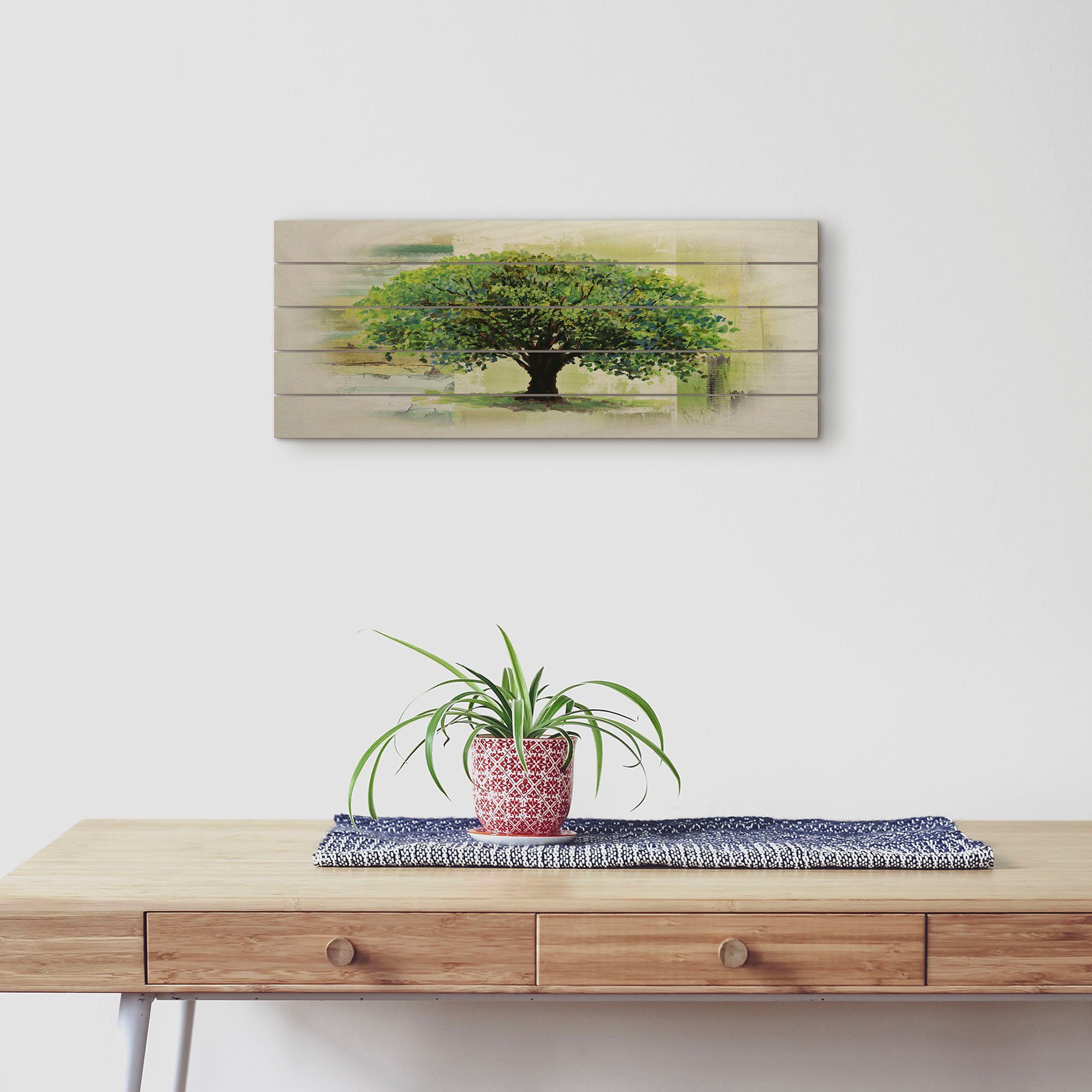 Artland Holzbild Frühlingsbaum auf abstraktem Baumbilder (1 Hintergrund, St)