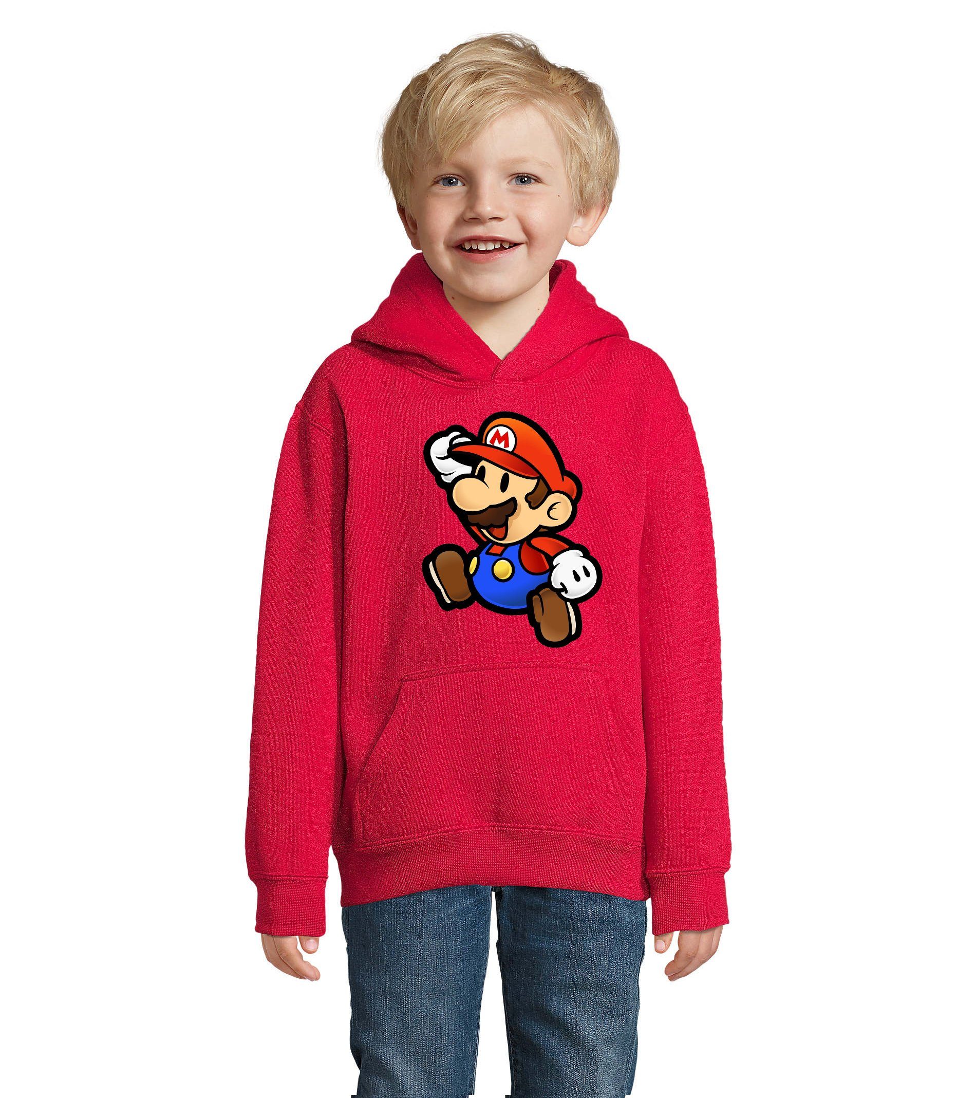 Blondie & Brownie Hoodie Kinder Jungen & Mädchen Mario Nintendo Gaming Luigi Yoshi Super mit Kapuze Rot