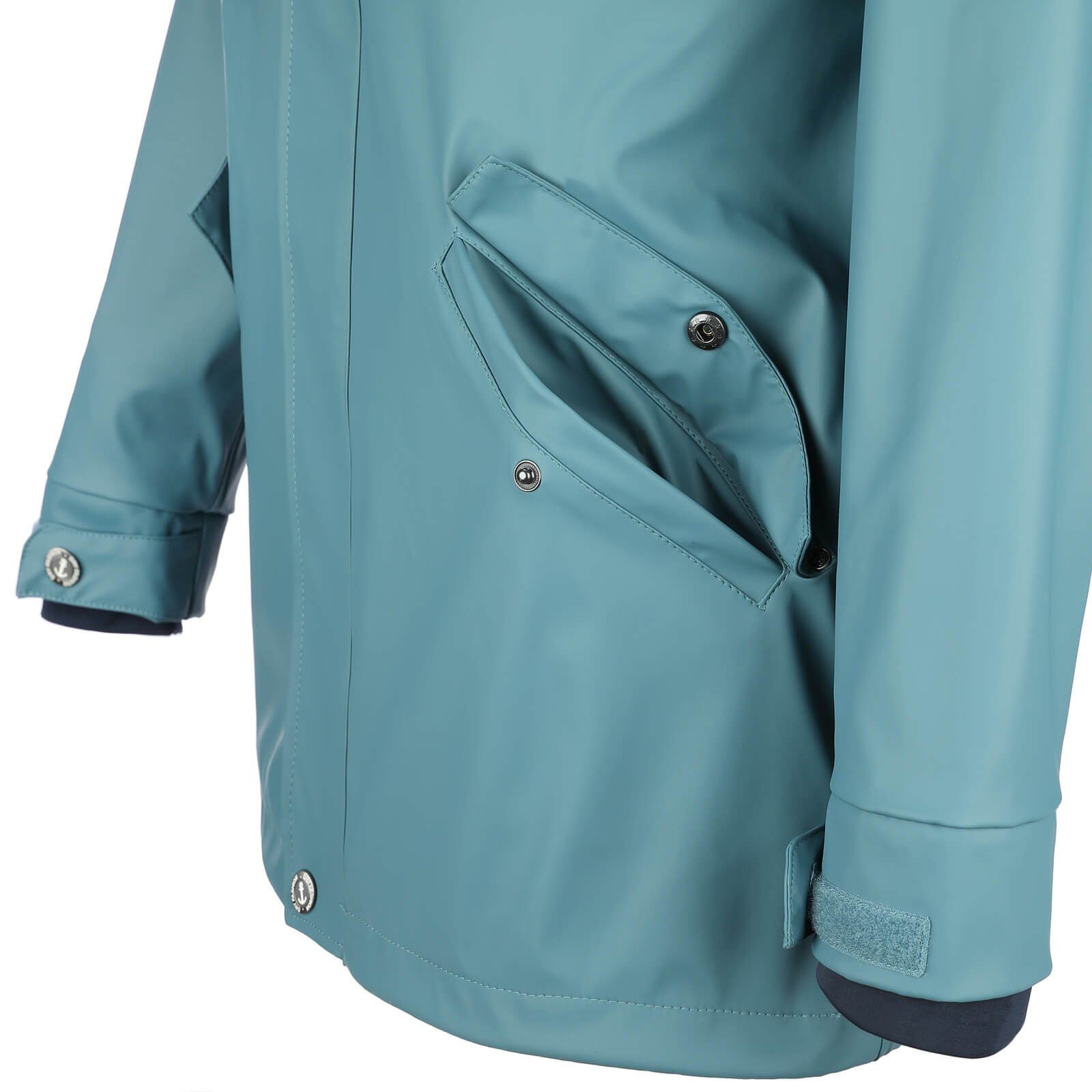 Dry Fashion Regenjacke Lübeck Herren PU-Parka - Outdoor-Jacke Mantel Wasserdicht & Winddicht Verschweißte Nähte, Verstellbare Kapuze, Abgedeckter Reißverschluss