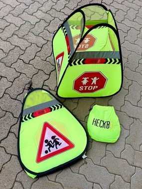 HECKBO Warnschild 2x Straßenwarnschild Achtung Kinder Schild spielende + Wimpelkette
