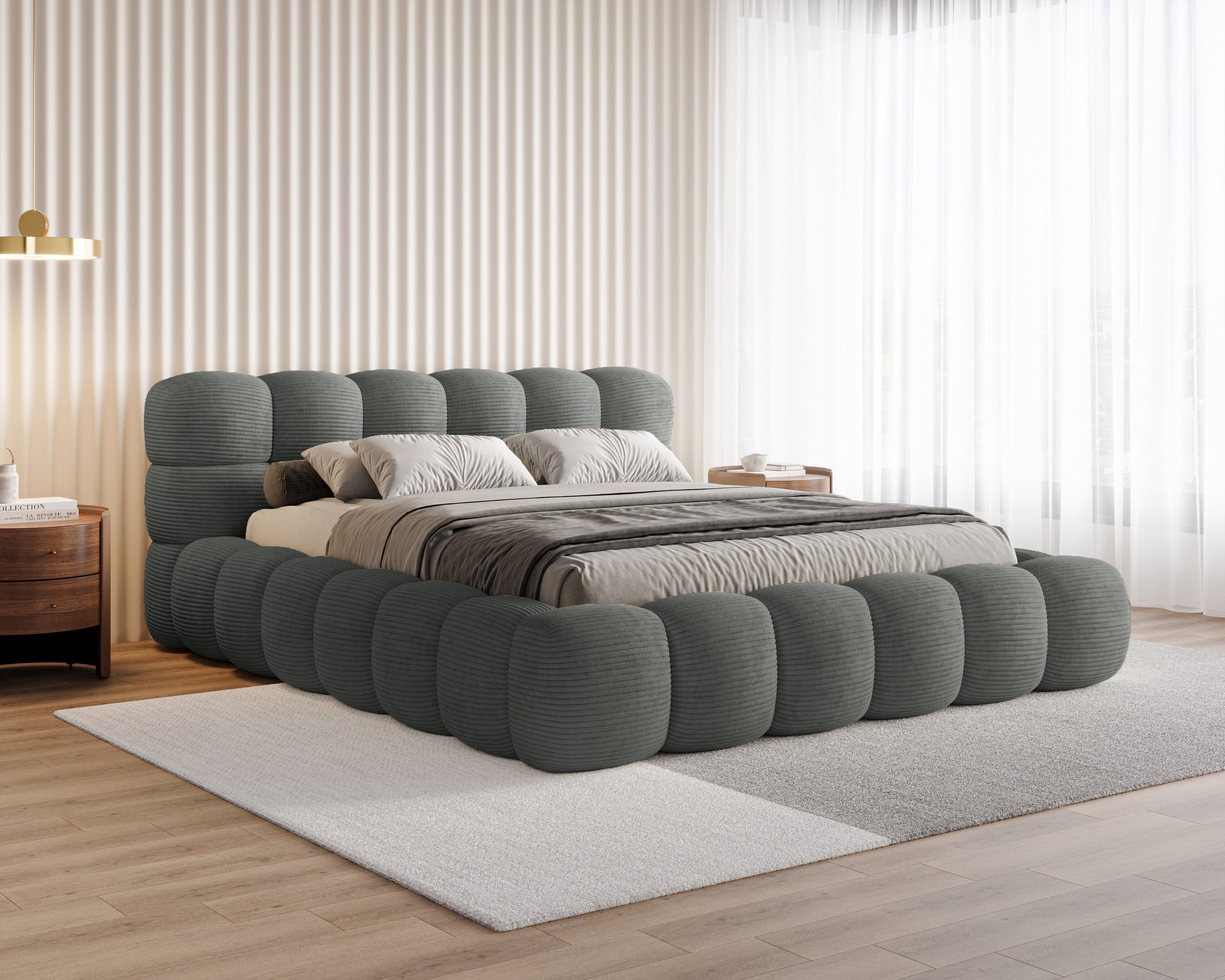 Chilly Меблі Polsterbett Stone Cord Stoff 160x200 cm mit Stauraum Poso 60