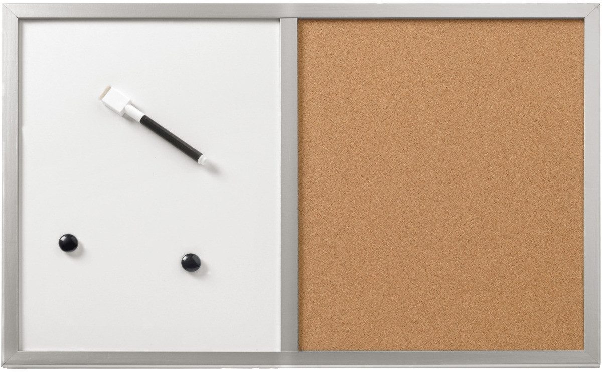 Wandtafel Whiteboard / Pinnwand 40x60cm beschriftbar Holzrahmen silber (6 Stück)