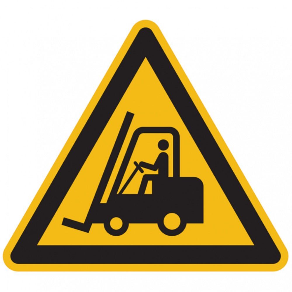 Hinweisschild Warnschild, Warnung vor Flurförderzeugen W014,DIN EN ISO 7010