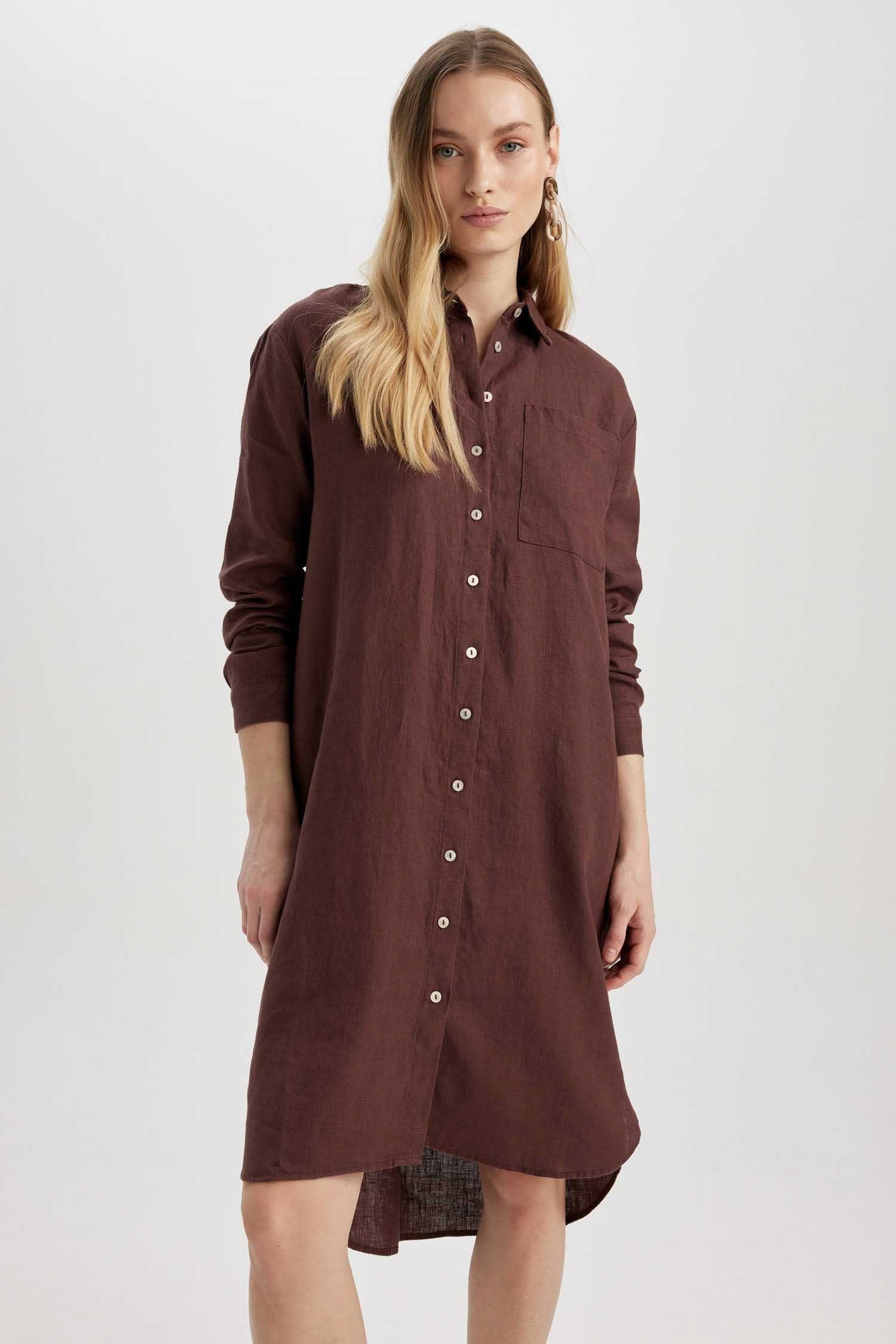 DeFacto Hemdblusenkleid 91 SHIRT DRESS, ModelGrösse: Taille: Brust: 84, Hüfte: 36, 1.79, 63, Körpergrösse: Hemdblusenkleid