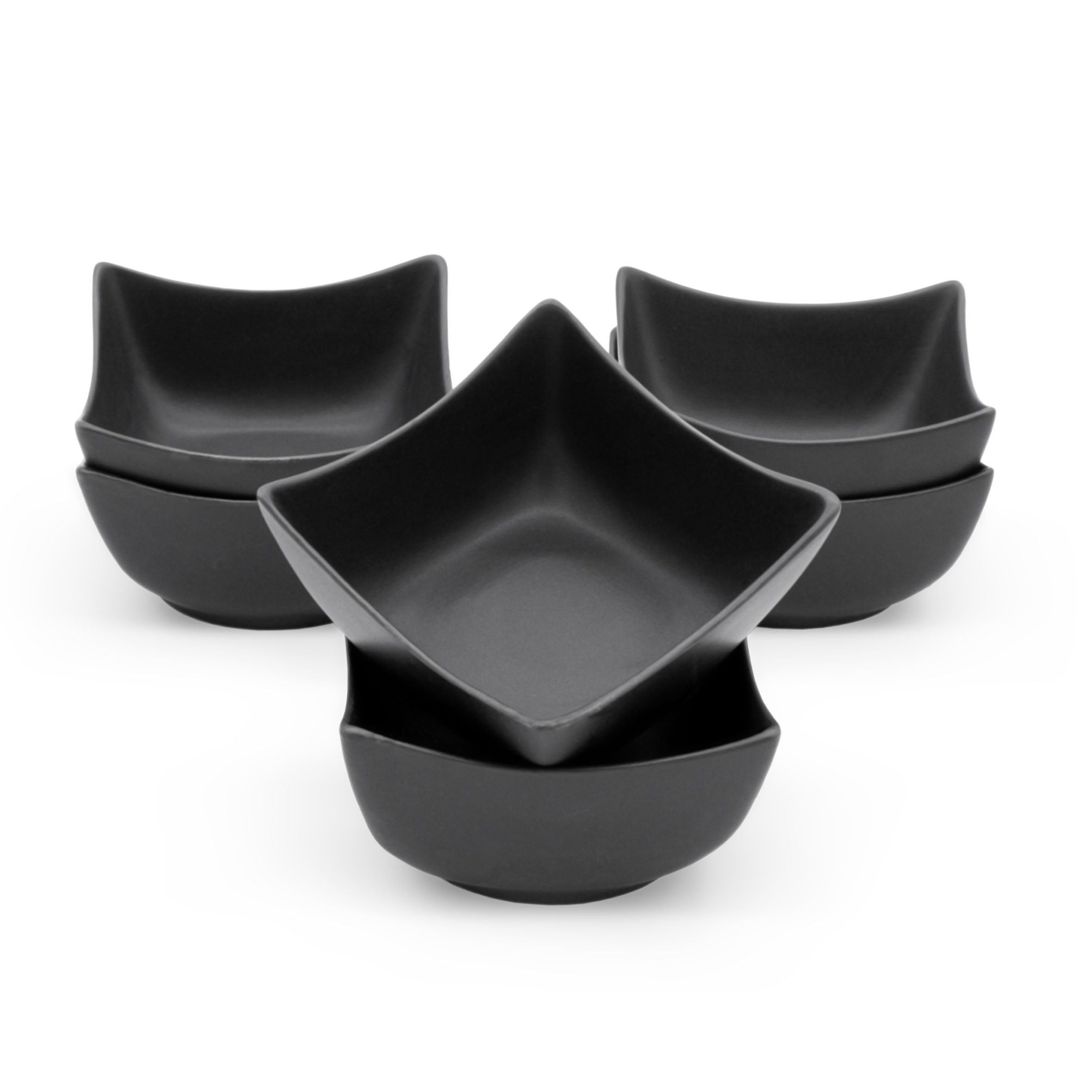 Spetebo Dipschale Keramik Dip Schale eckig schwarz matt - 6er Set, Keramik, (Set, 1-tlg), Snack Saucen Schüssel