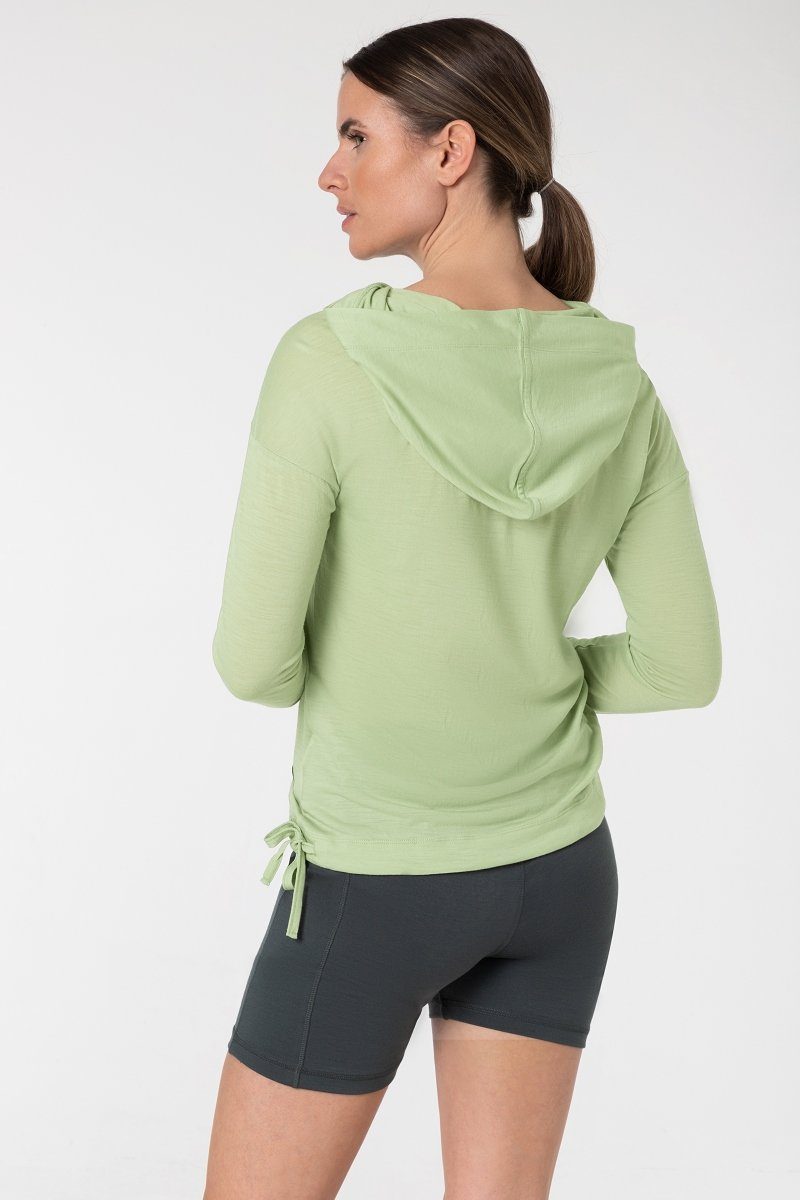 Merino Celadan Green SUPER.NATURAL Hoodie Merino-Materialmix FUNNEL HOODIE W optimaler Hoodie