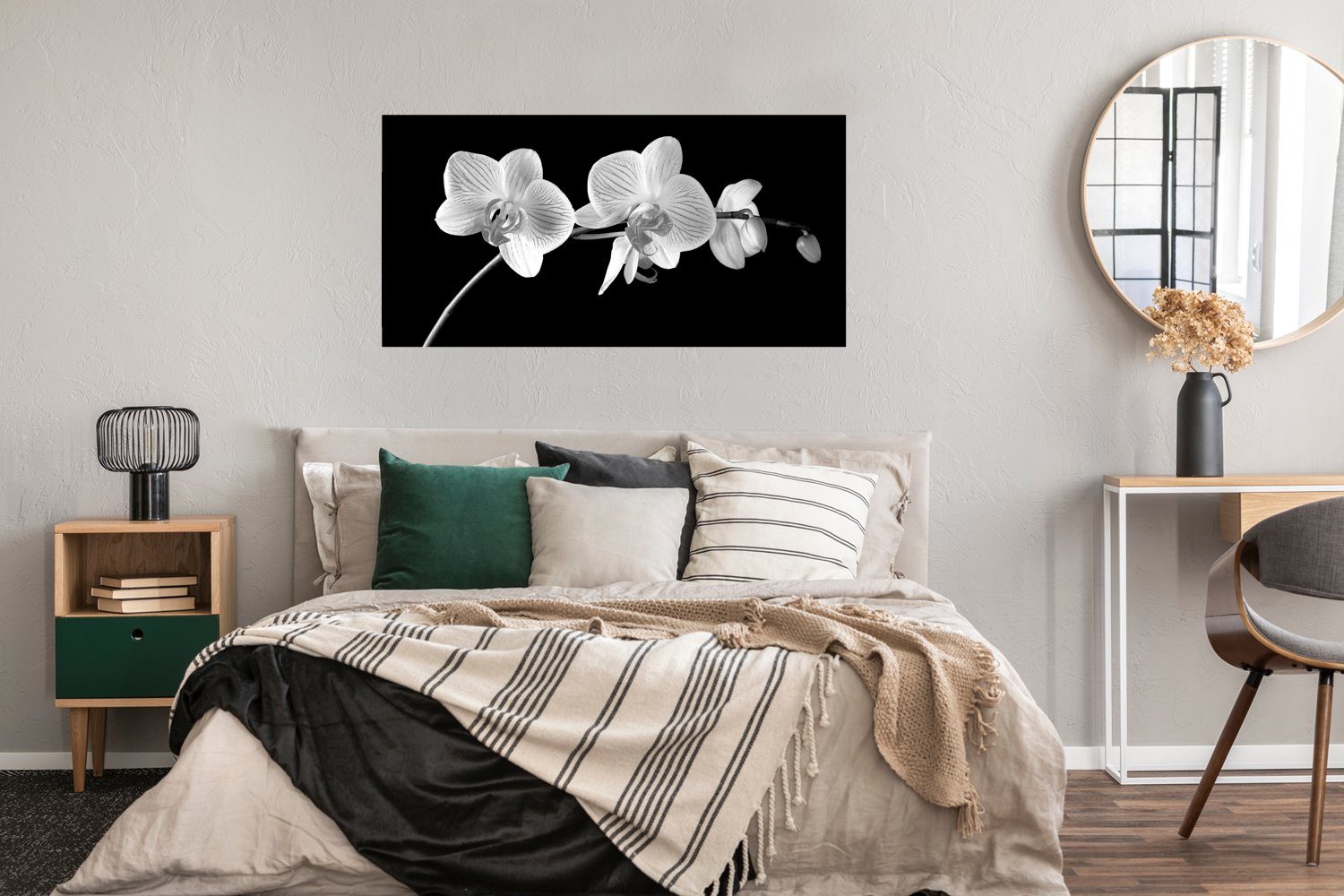 MuchoWow Poster Orchidee - Rahmen, Blumen Bild Wandposter, Schwarz St), Wohnzimmer, - Wanddeko Rosa Schlafzimmer, Knöpfe, - Ohne - für (1