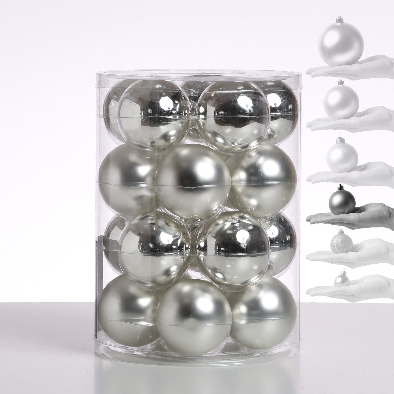 MARELIDA Weihnachtsbaumkugel Christbaumkugel Weihnachtskugel Glas 6cm glänzend matt silber 20er Set (20 St)