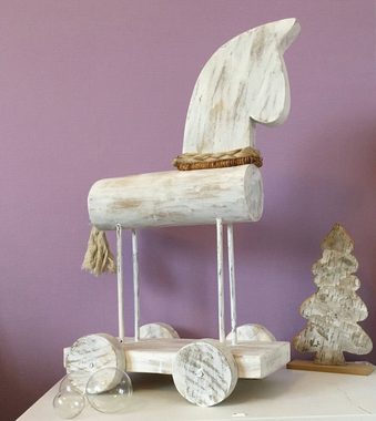 Moritz Skulptur Pferd auf Rollen Rollpferd, Dekoobjekt Holz, Tischdeko, Fensterdeko, Wanddeko, Holzdeko