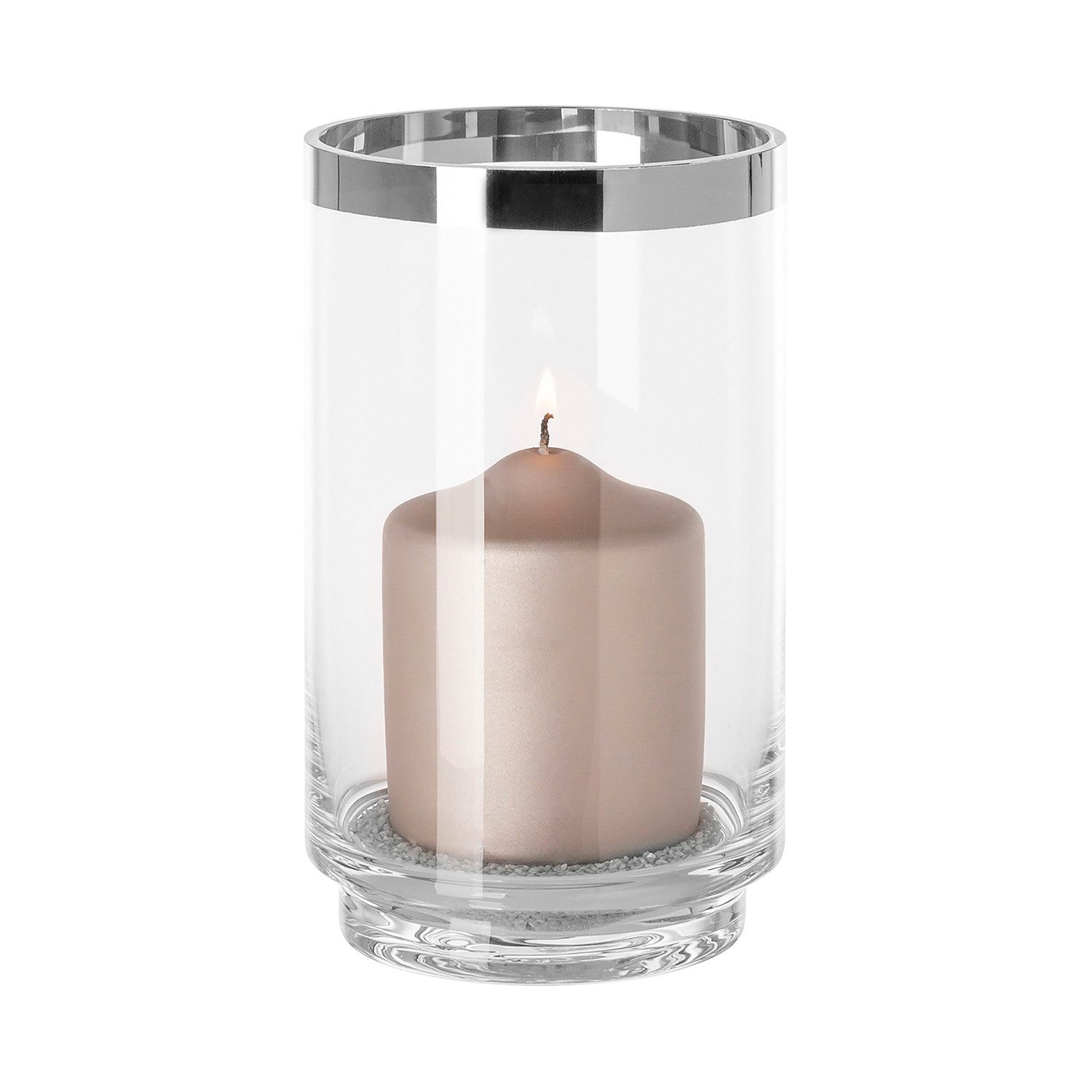 Fink Dekovase JARO Glaszylinder mit Boden - H.20cm x B.12cm - silberfarben - Glas (Glasröhre mit Boden - Glaszylinderbecher), Zylindrische Glasvase - Glasbehälter, nicht spülmaschinengeeignet